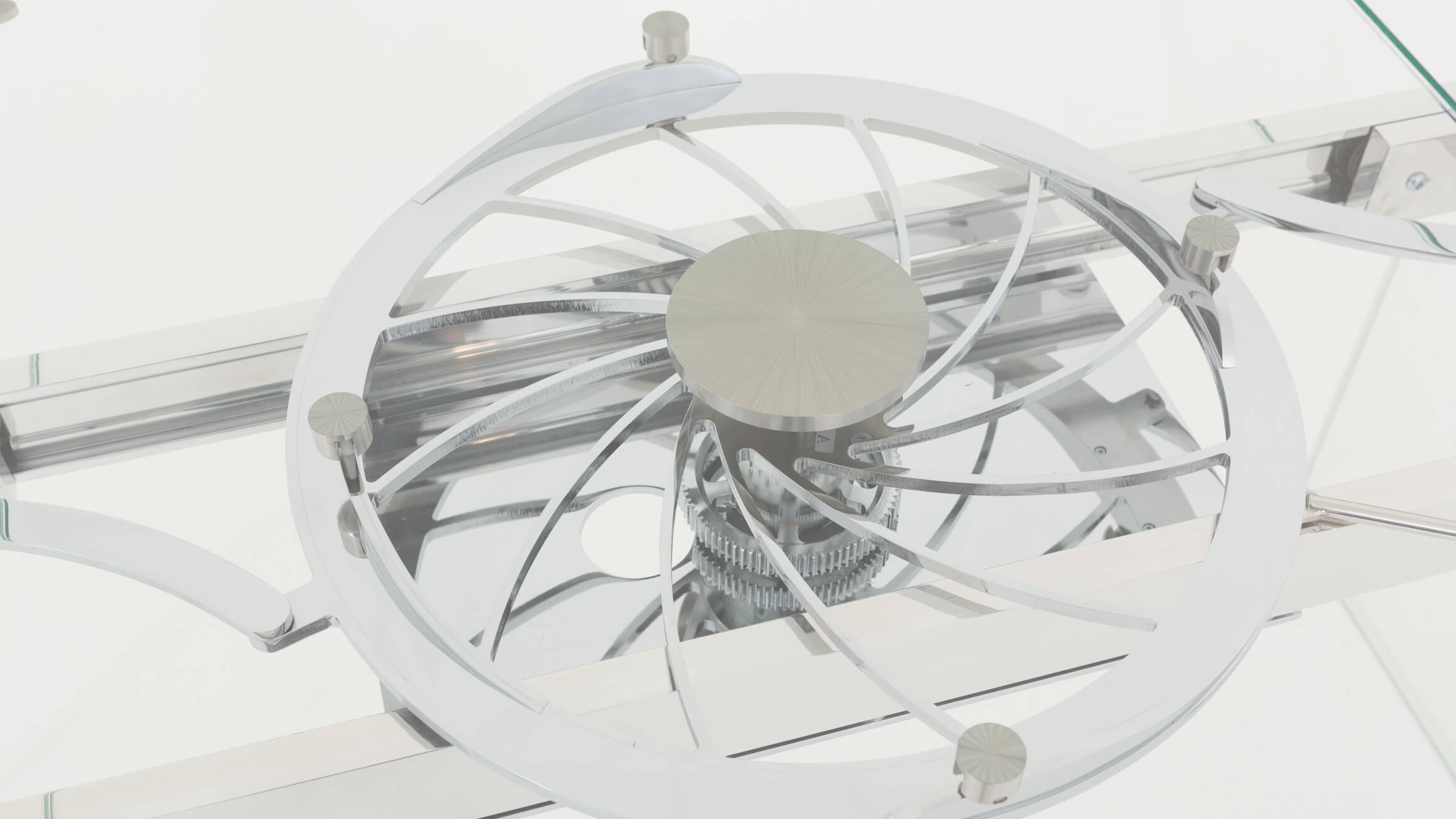 Quantu dining table, glass, chrome mechanism, w 200-280 cm