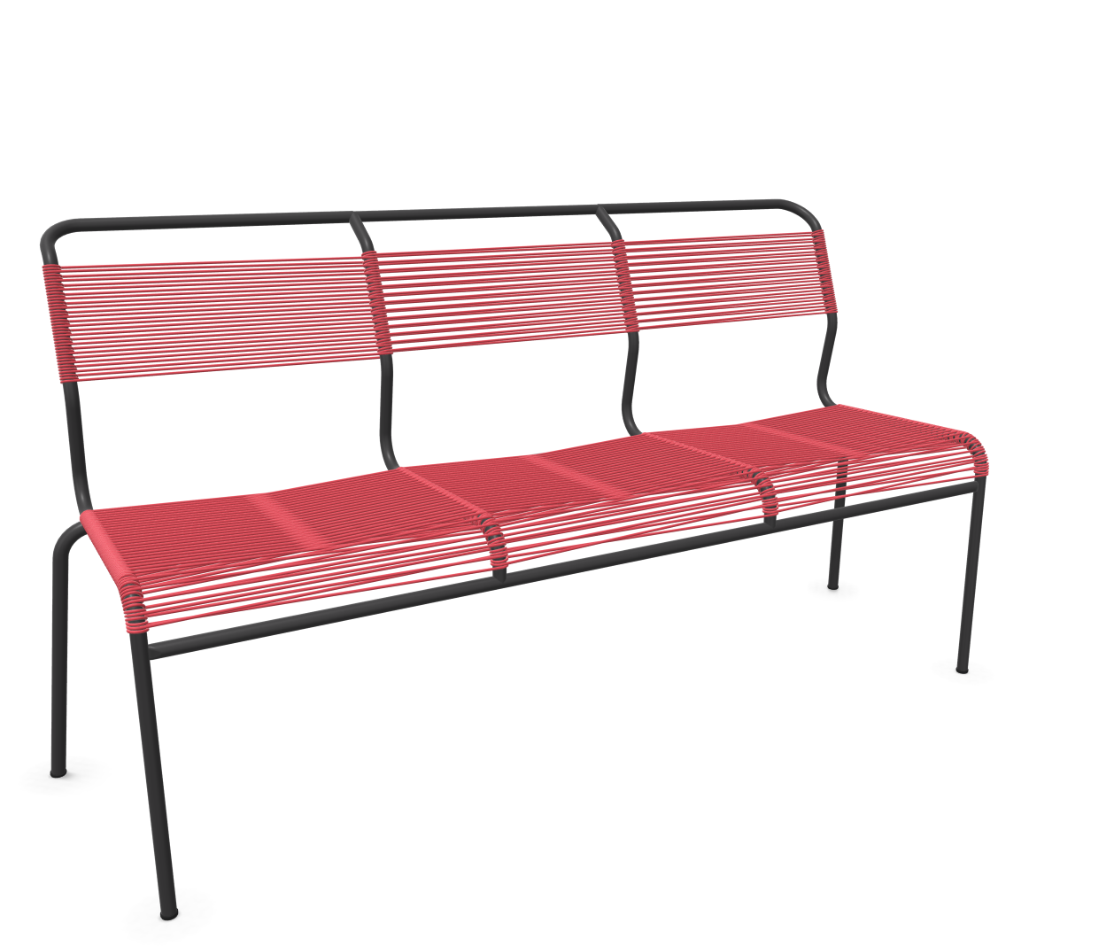 Spaghetti-3er-Bank Säntis von Schaffner / Farbe: Ahornrot / Grösse: 163 x 58 cm