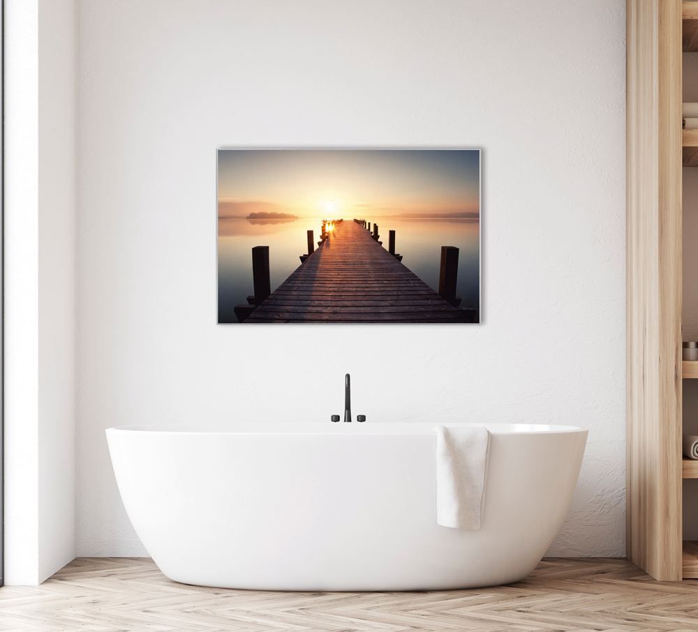 Bild mit Rahmen-Steg Bei Sonnenaufgang-image LAND