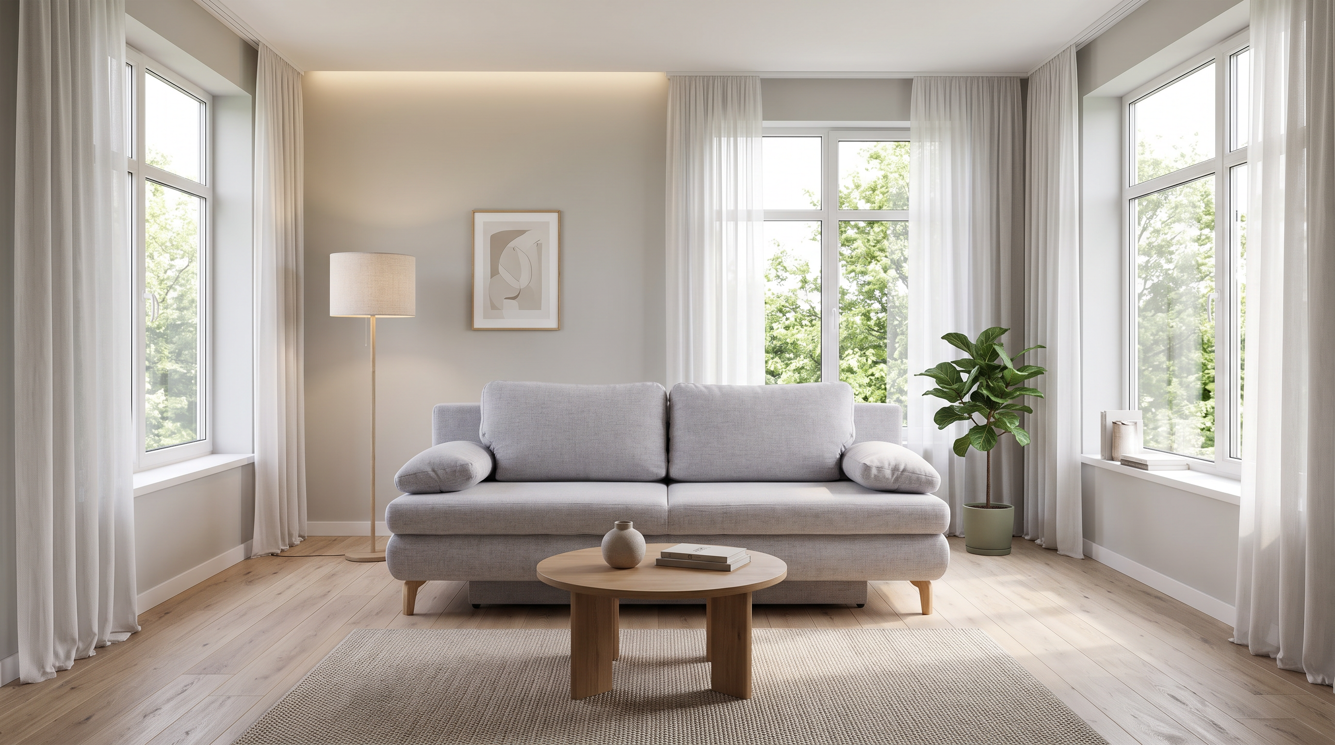 Bettsofa Ralf, Stoff Silber, Füsse Eiche Hell, b 200 cm