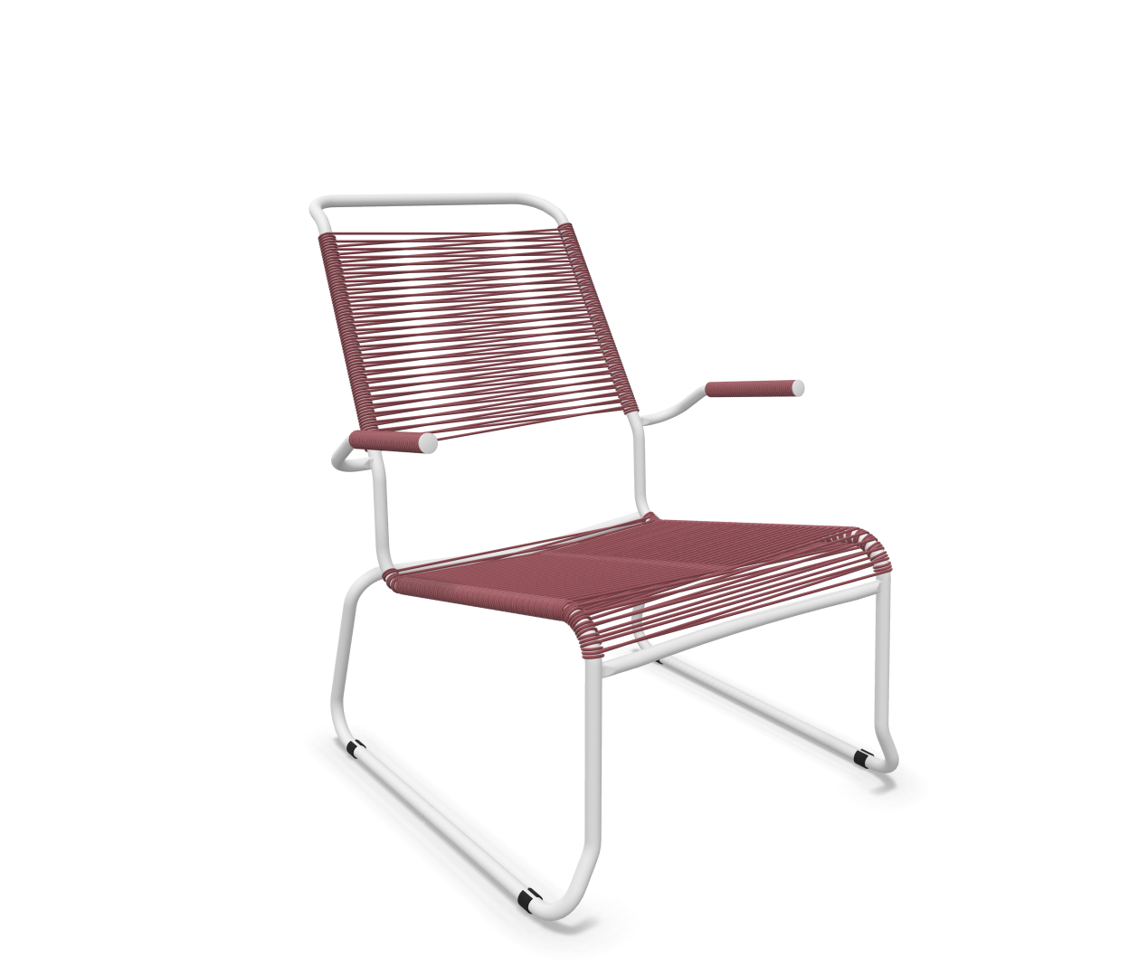 Kufen-Spaghetti-Lounger Säntis mit Lehne / Hochlehner von Schaffner / Farbe: Bordeaux / Grösse: 68 x 85 cm