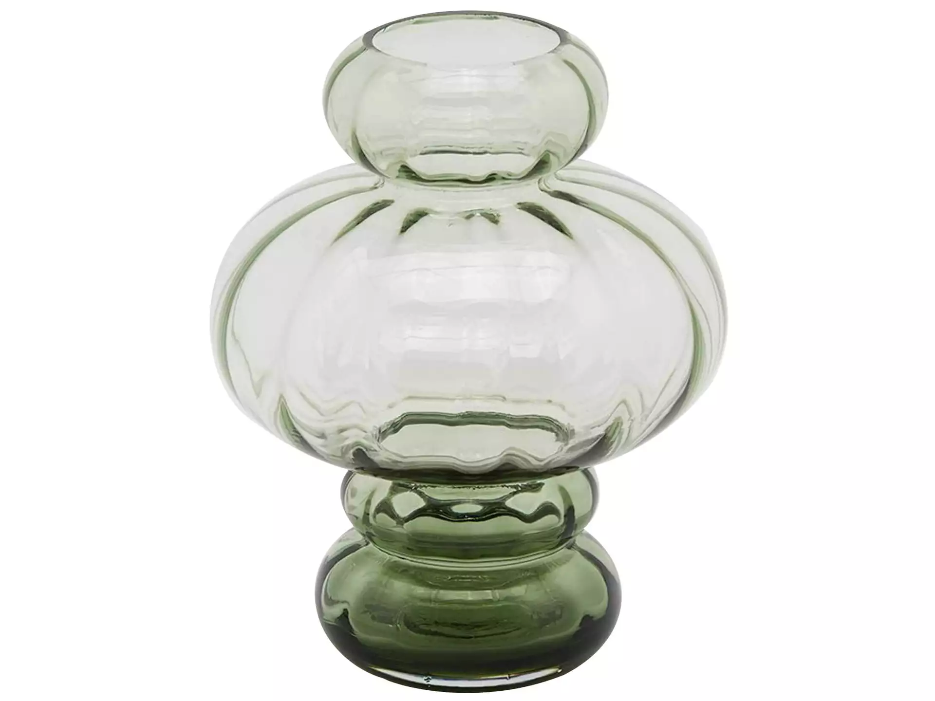 Vase Glas mit Fussgrün H: 23 cm Edg