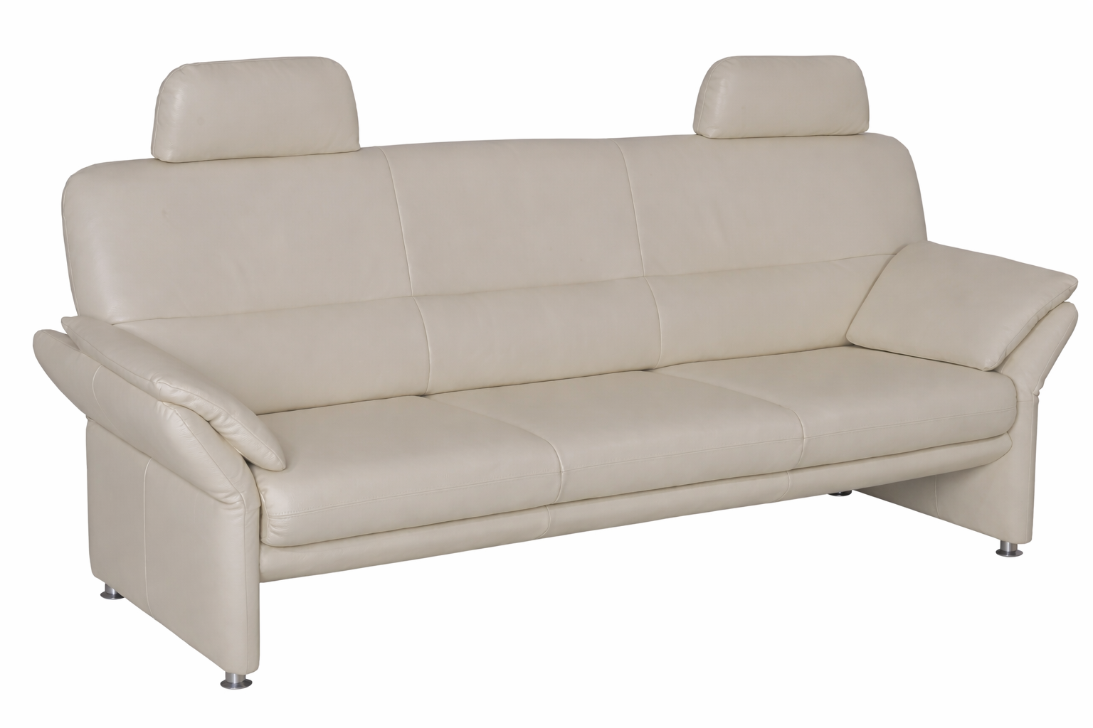 Sofa Grimsel, Leder Porcellan, Füsse Alu Verstellbar,