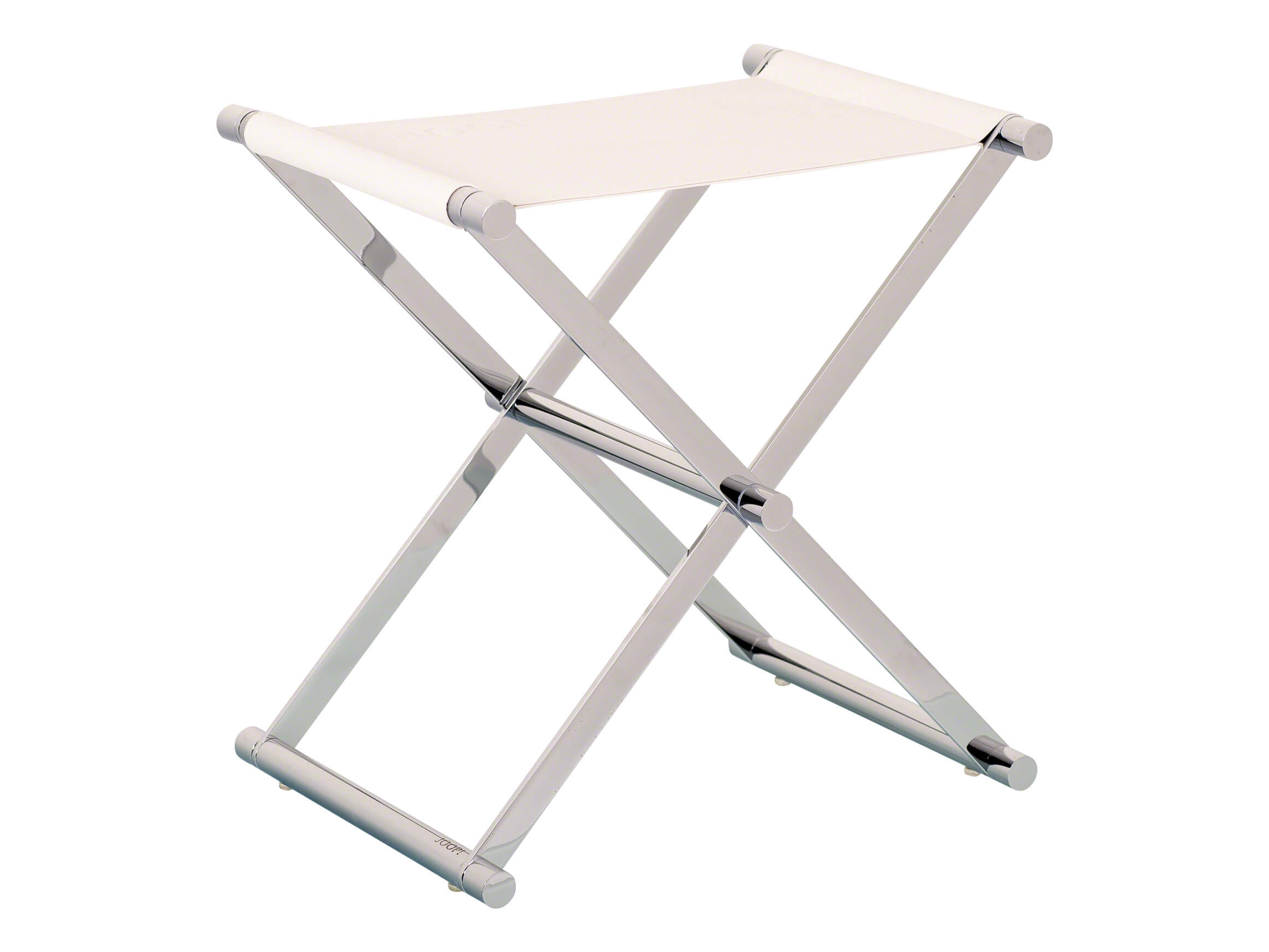 Badhocker Joop!, Chrom, Textilleder Weiss, b 45 cm h 45 cm t 34 cm