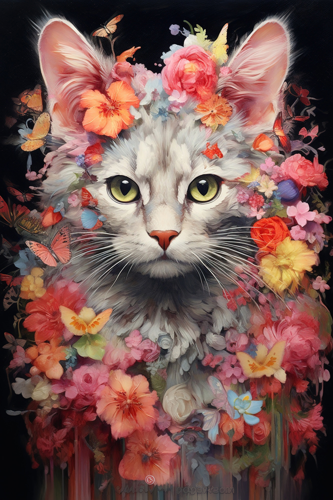 Bild mit Rahmen Flower Cat image LAND