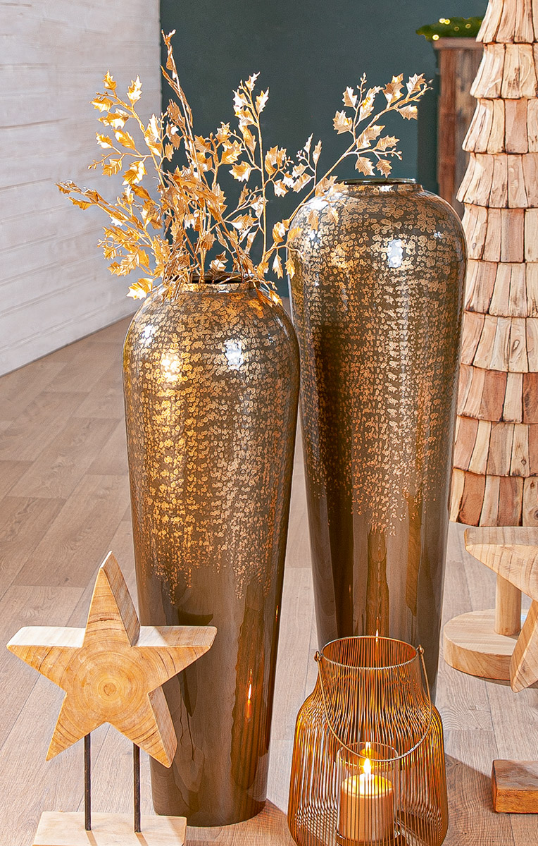 Vase Whisper, Metall, Beige, Gold H: 95 cm Gilde