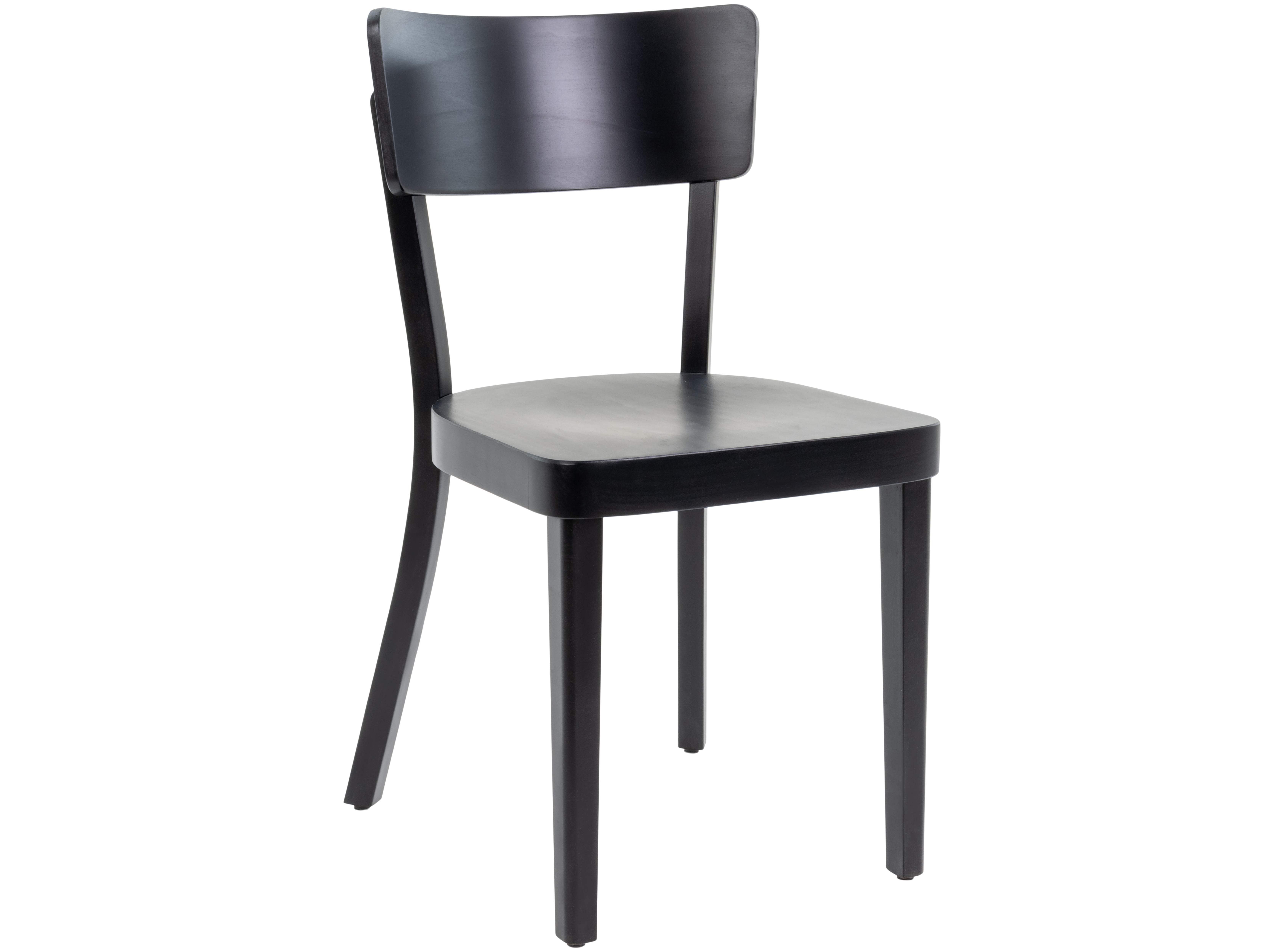 Stuhl Solio Buche massiv schwarz gebeizt – lackiert, Filzgleiter, 45x51 cm