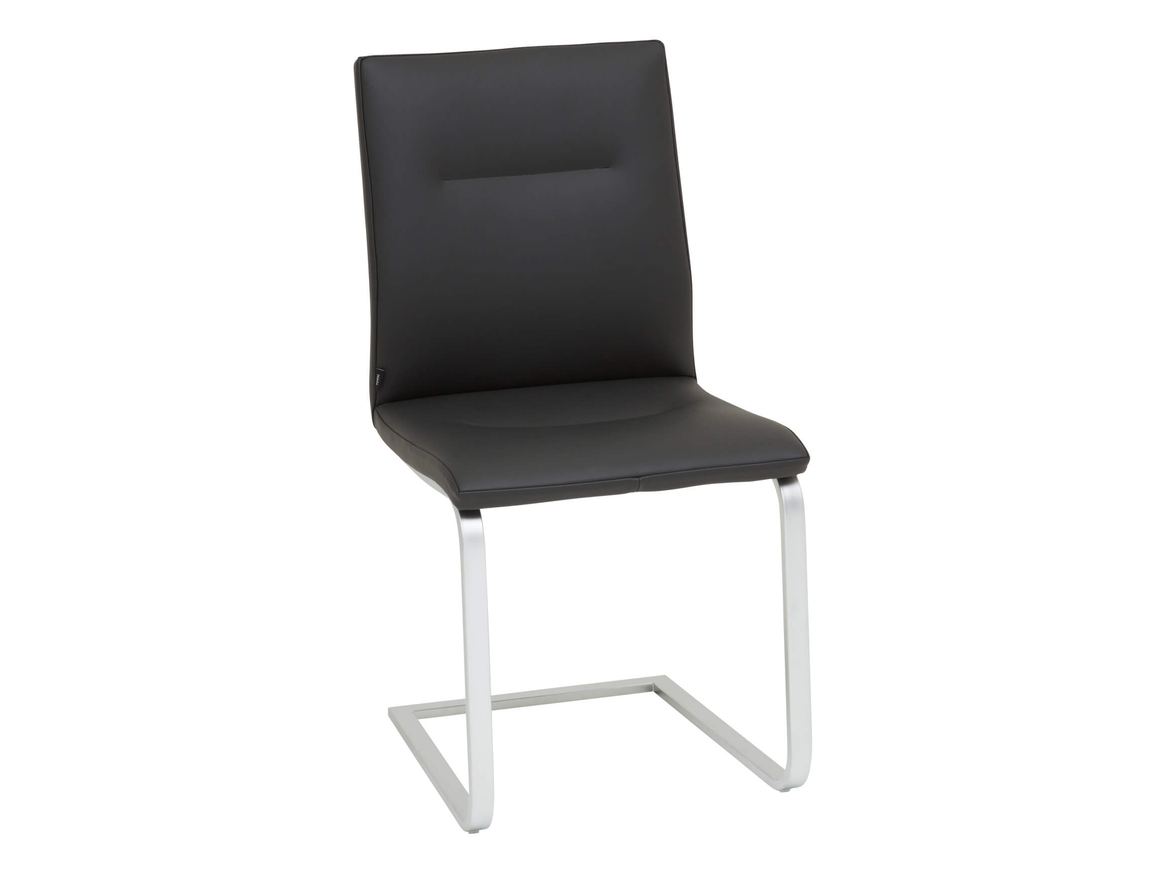 Chaise Mona, piétement luge, cuir noir, l 47 cm p 54 cm h 92 cm