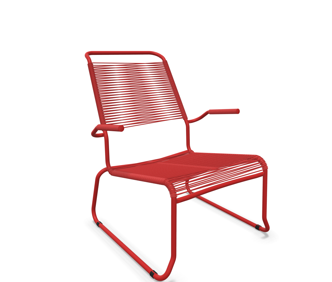 Schaffner Kufen-Spaghetti-Lounger Säntis mit Lehne / Hochlehner Rot | Schubiger Möbel