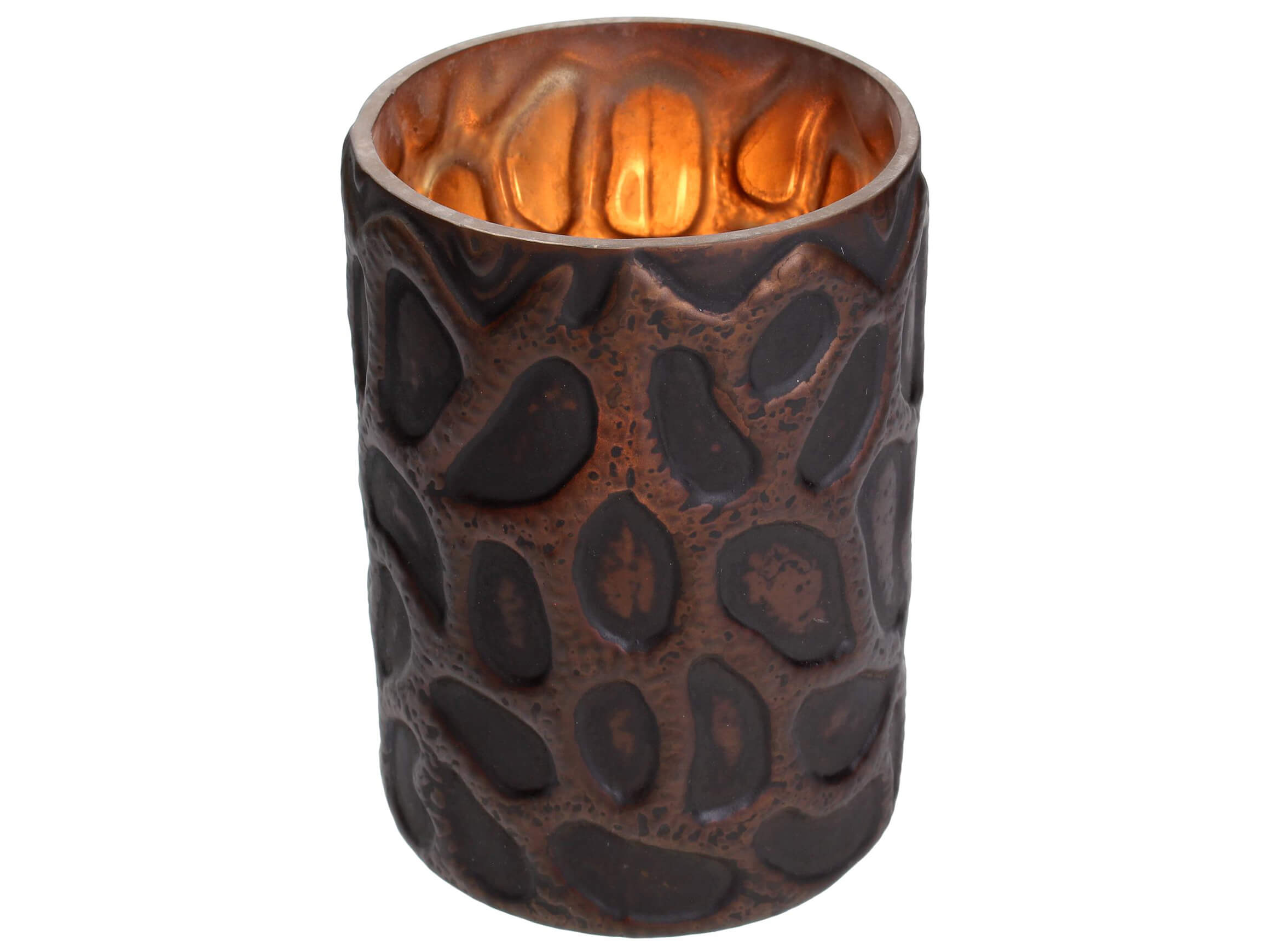 Windlicht Glas Gold-Braun H: 15 cm Kersten