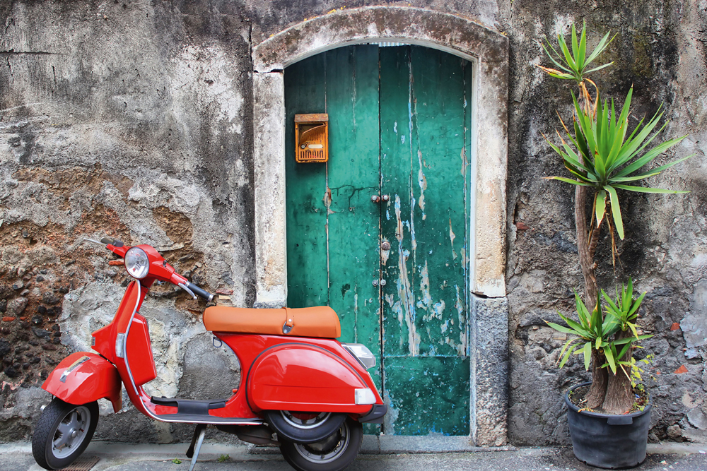 Alubild-Rotes Moped-image LAND