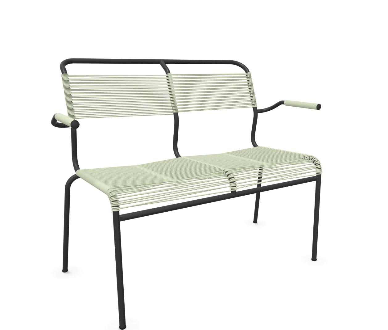 Säntis spaghetti 2-seater bench with backrest from Schaffner / Colour: pastel green / Size: 107 x 58 cm