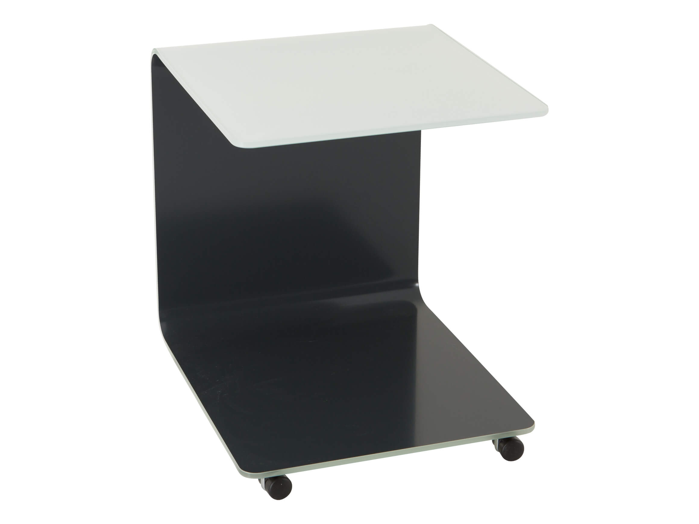 Zaara side table, glass, pure white, anthracite, b 45