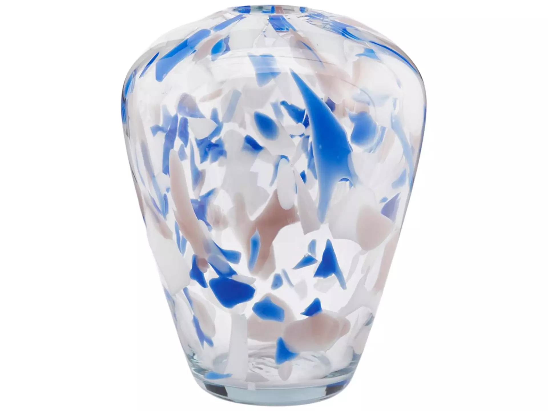 Vase Glas Blau Weiss Creme H: 31 cm Edg