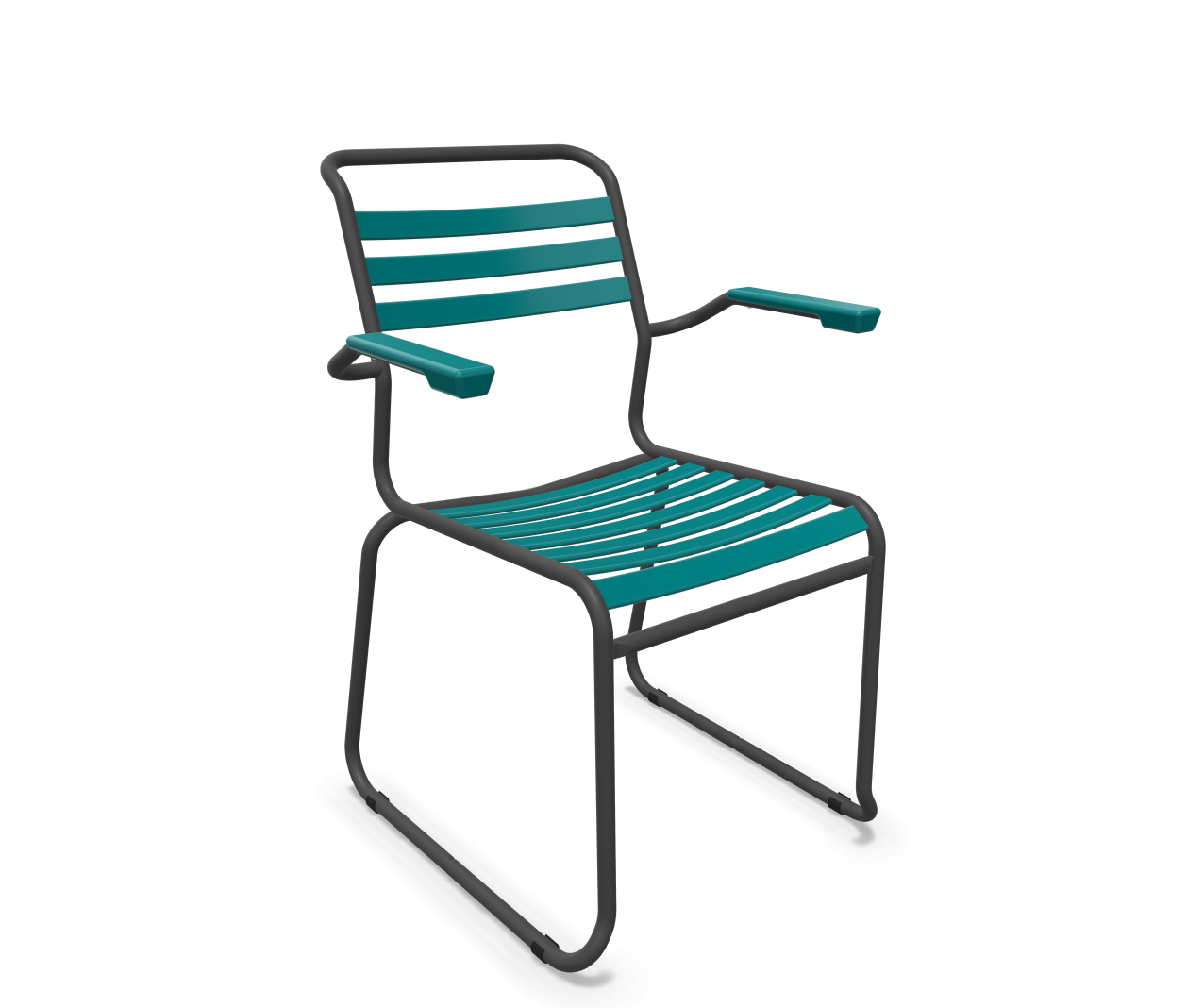 Schaffner Kufen-Lättli-Stuhl Säntis mit Lehne Blau | Schubiger Möbel