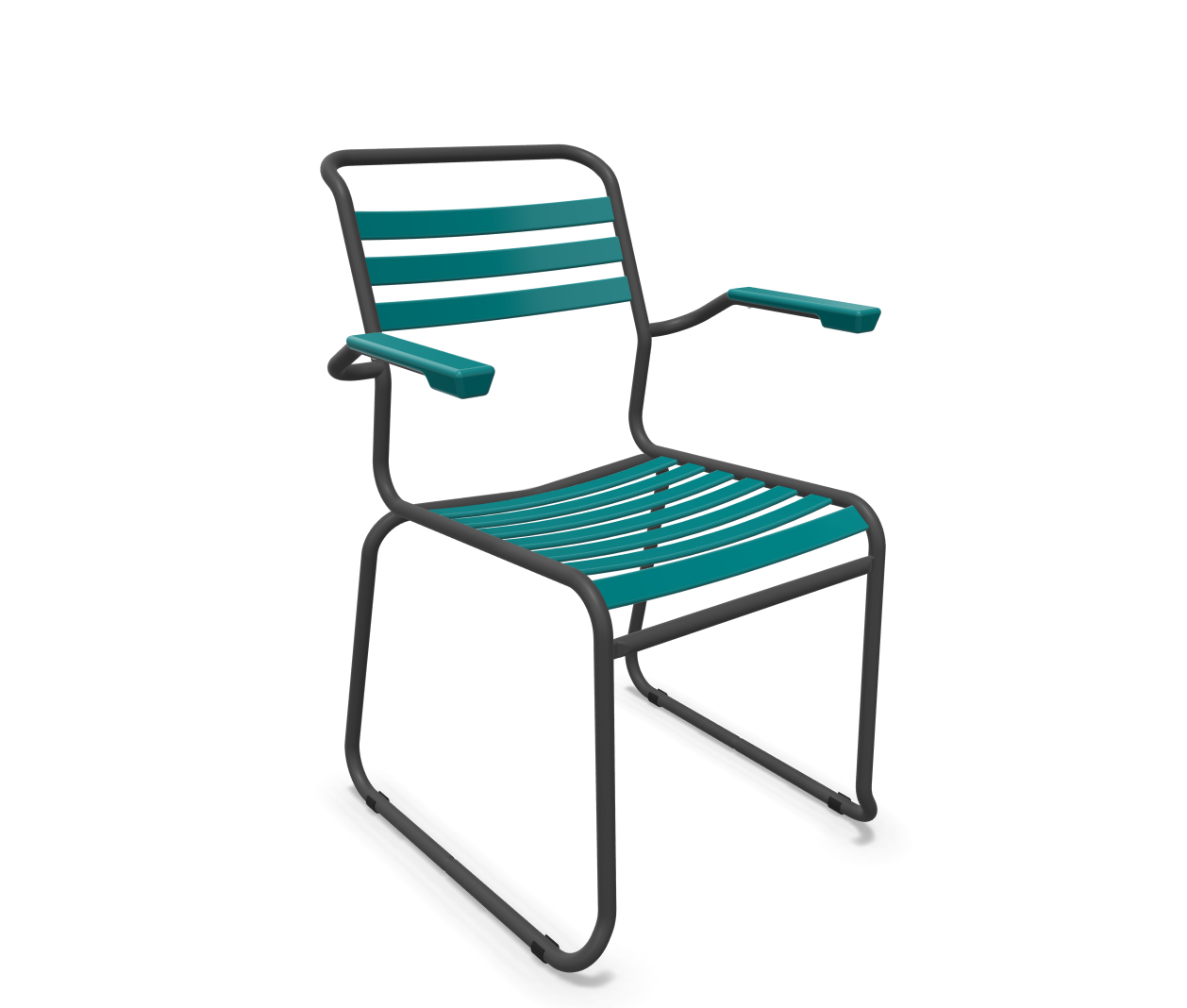 Kufen-Lättli-Stuhl Säntis mit Lehne von Schaffner / Farbe: Kaliblau / Grösse: 61 x 61 cm