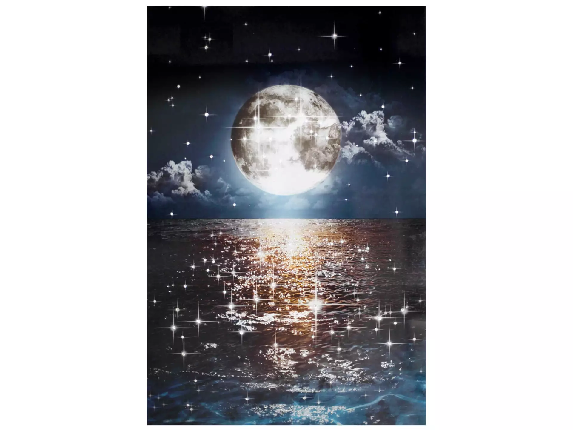 Digitaldruck auf Glas Glitzer-Mond image LAND / Grösse: 120 x 80 cm