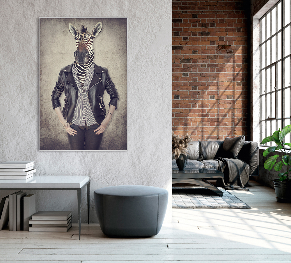 Bild mit Rahmen-Zebra Gentleman-image LAND