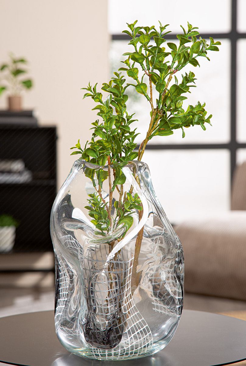 Vase Grid, Glas, Gesteift, Klar, Schwarz H: 32 cm Gilde