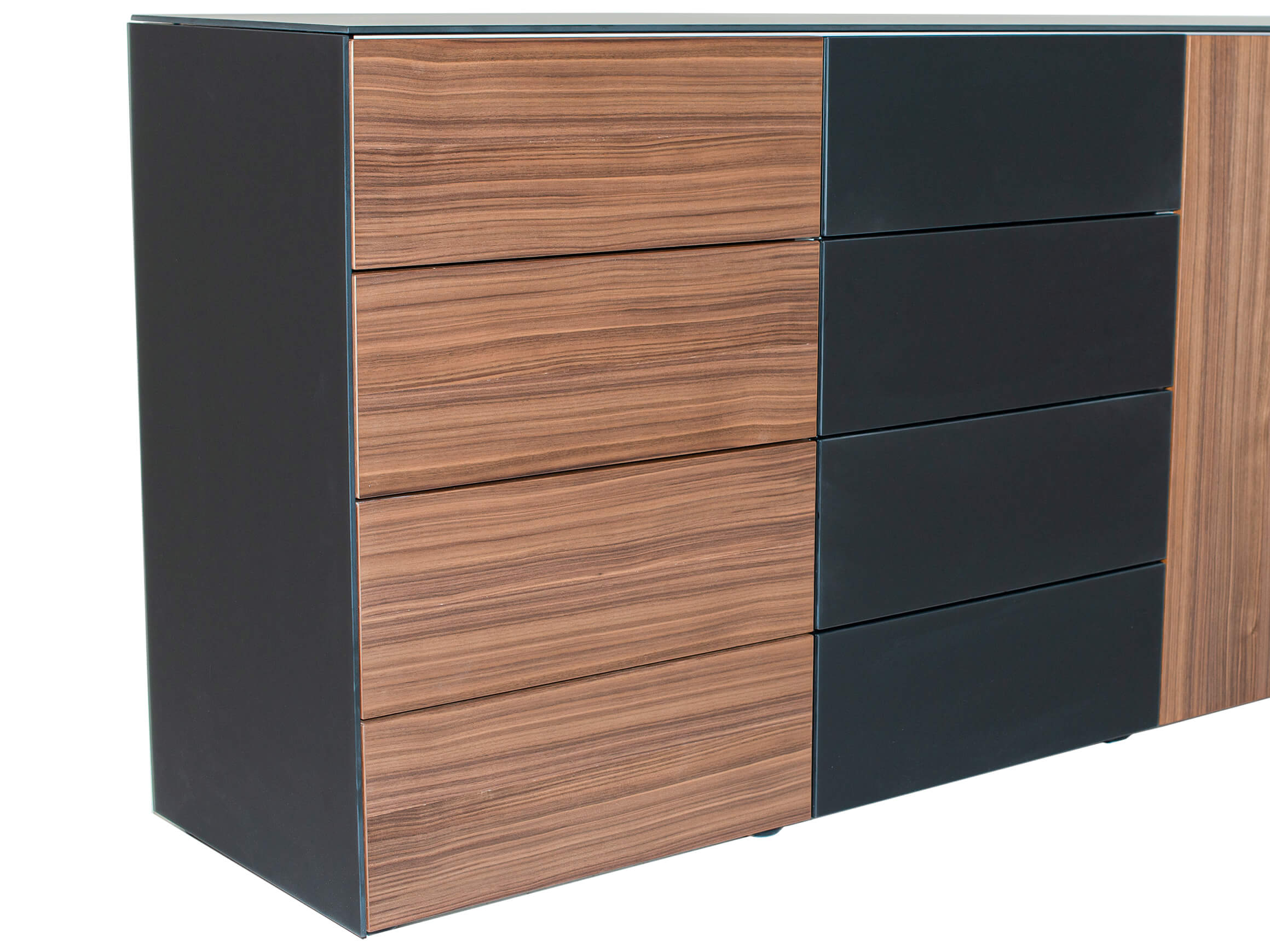 Sideboard Garda Living Modular / Farbe: Tiefschwarz Hellgrau Nussbaum