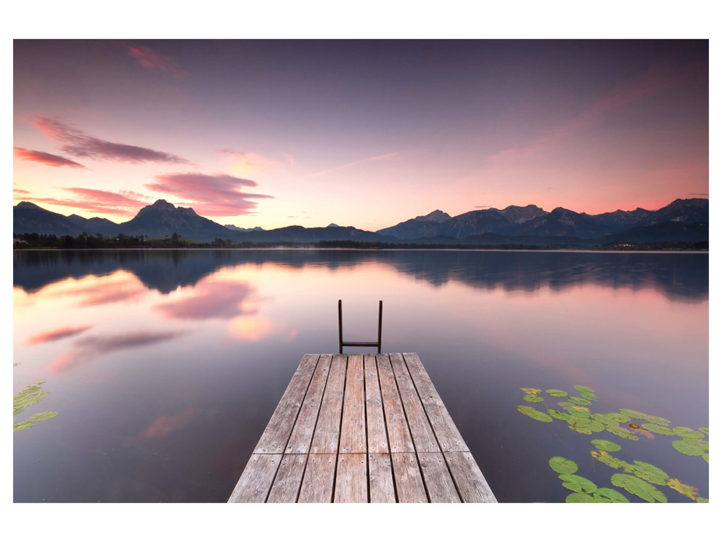 Digitaldruck auf Acrylglas Steg in Der Abenddämmerung image LAND / Grösse: 120 x 80 cm