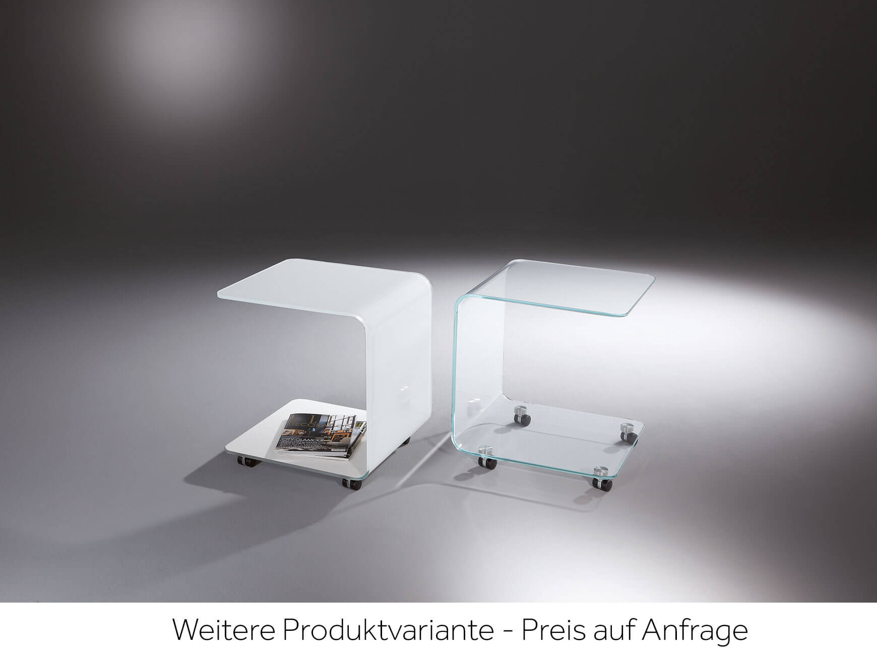 Beistelltisch Zaara, Glas, Reinweiss, Anthrazit, b 45