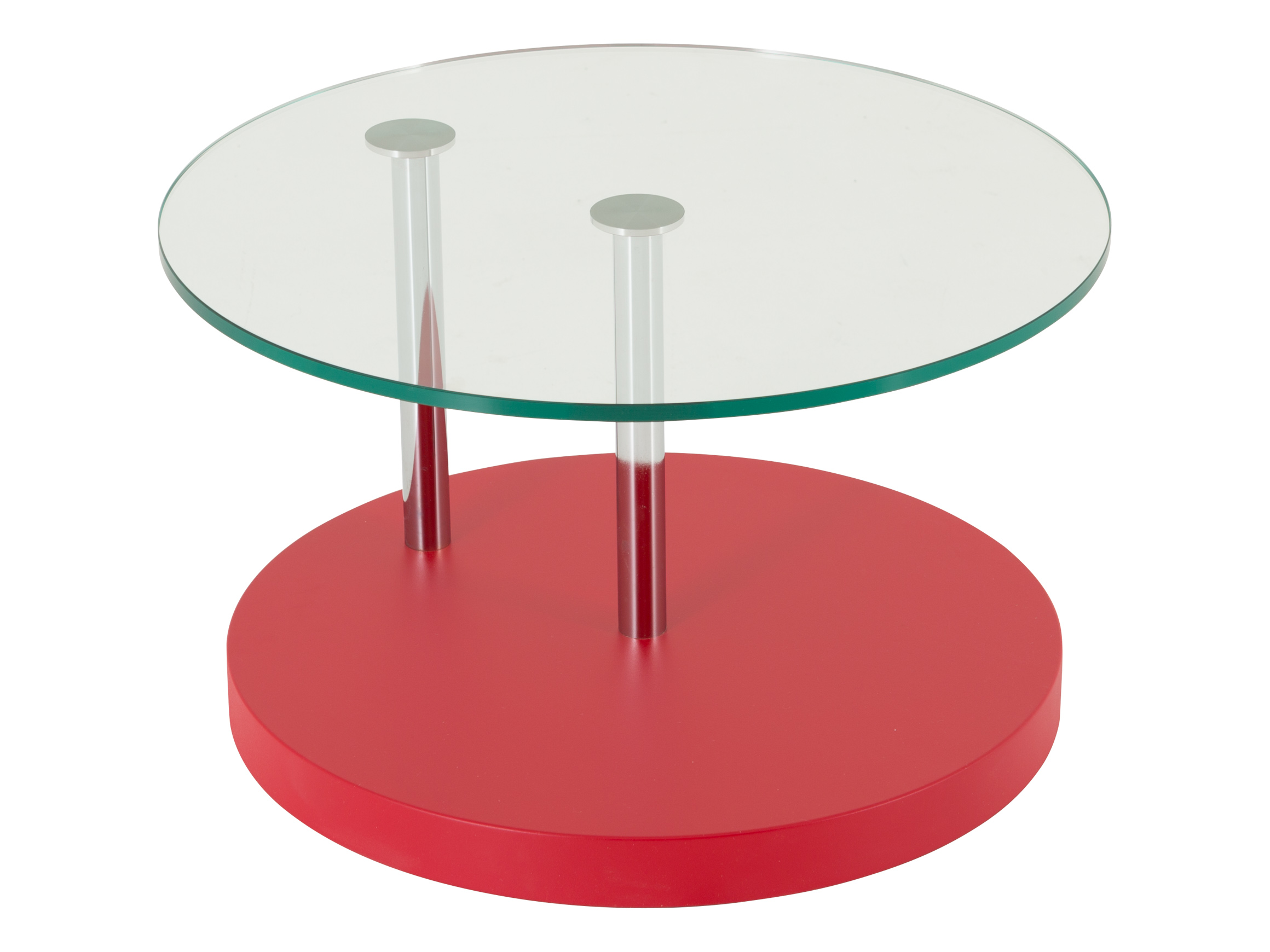 Salontisch Nizza Kirschrot, Rund, Glas, Lack Rot,