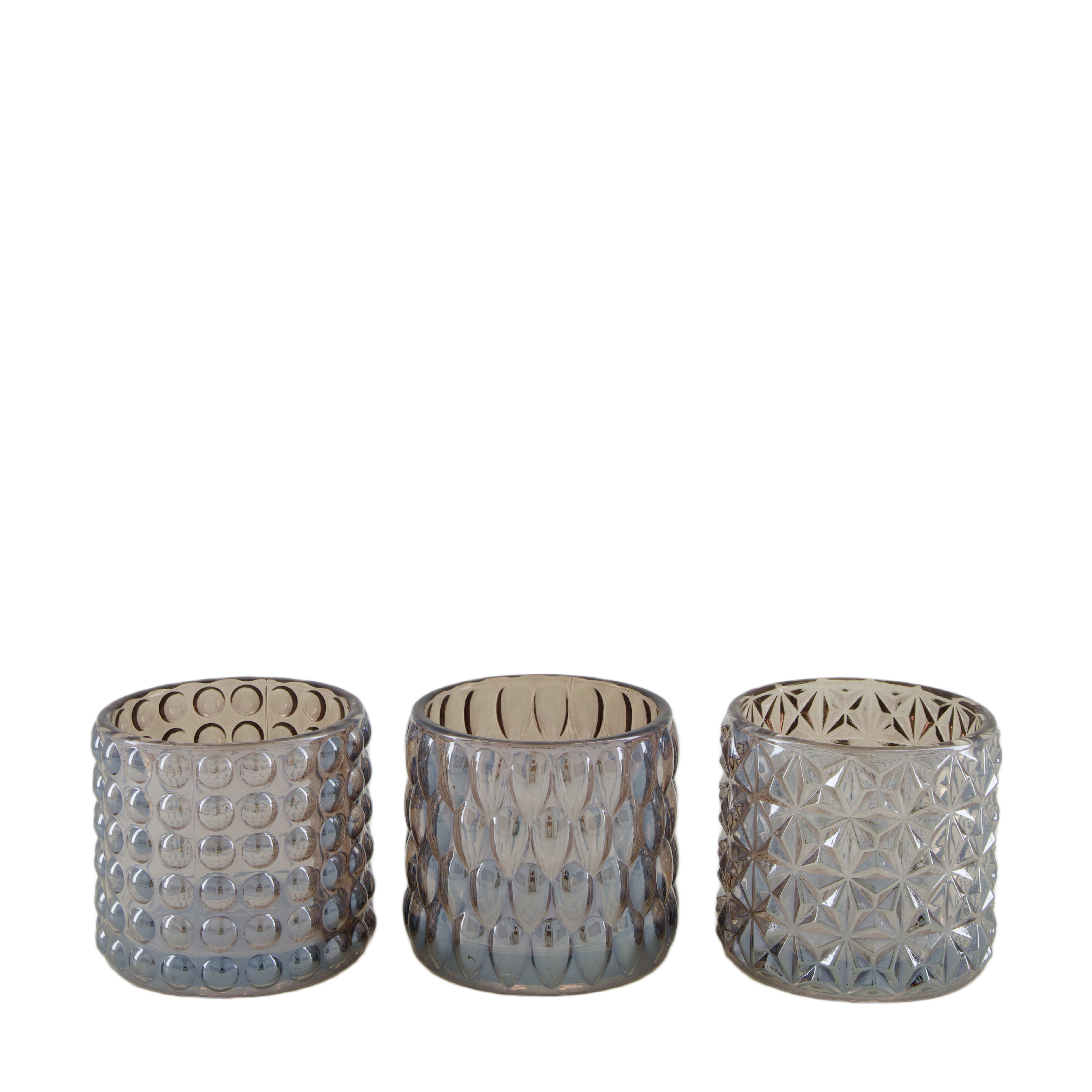 Windlicht Teelicht Dunkelbraun H: 9 cm Decofinder