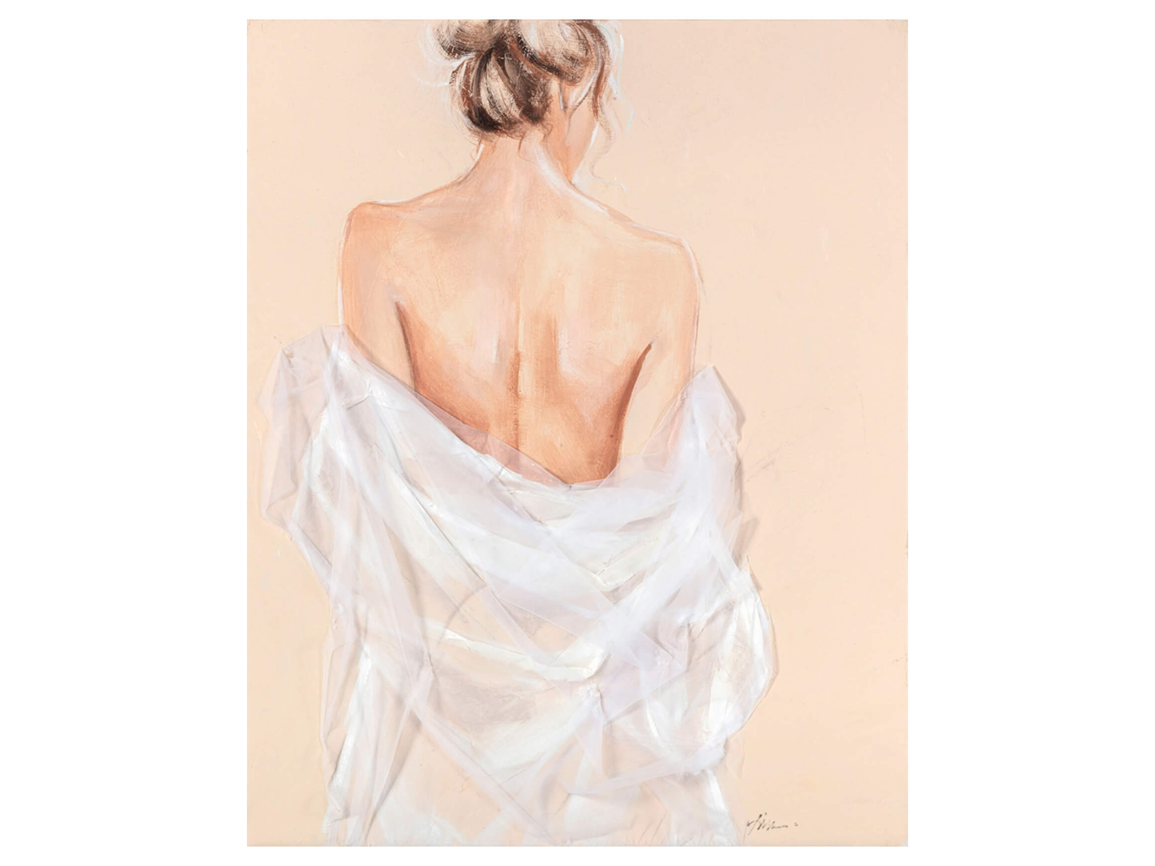 Bild Akt in Tüll image LAND / Grösse: 100 x 80 cm