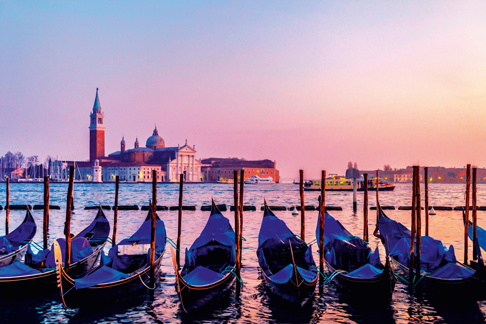 Alubild-Gondolieren in Venedig-image LAND