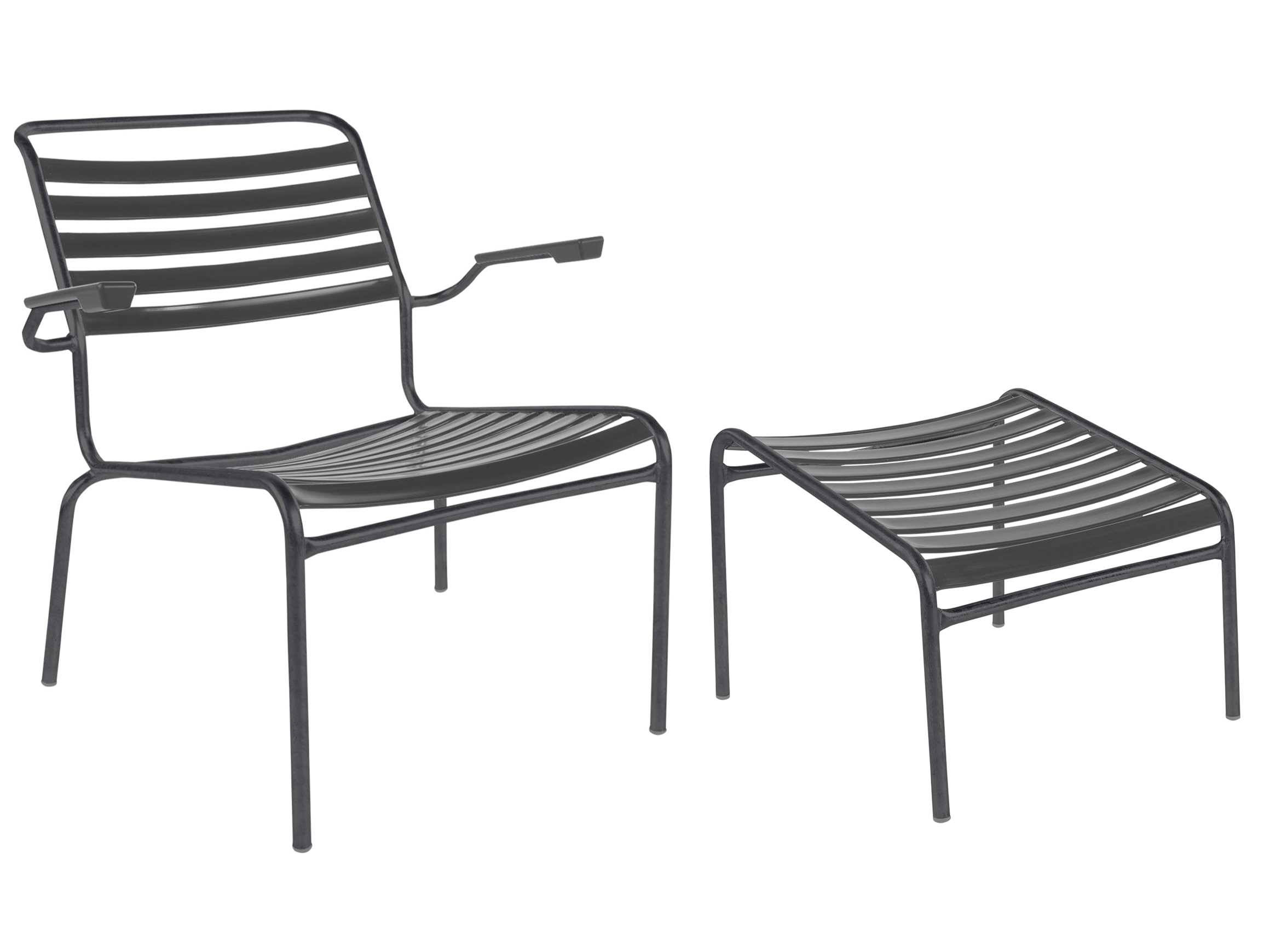 Lättli-Lounger + Hocker Säntis mit Armlehnen Schaffner / Farbe: Anthrazit