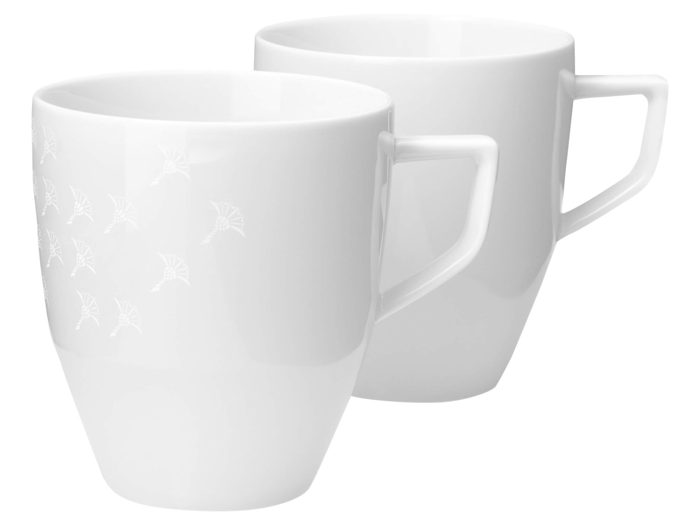 Joop Becher mit Henkel Set à 2 Stk Faded Cornflower, weiss auf weiss Weiss | Schubiger Möbel