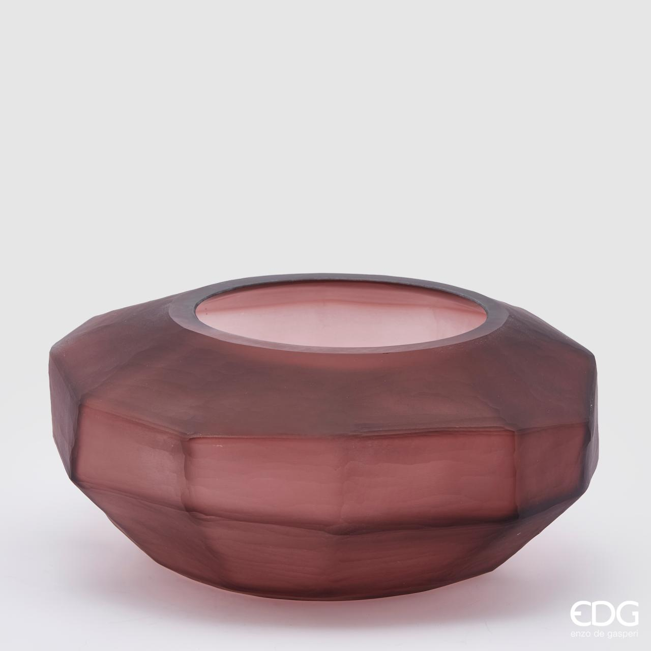 Edg Vase Facetten Glas Matt Bordeaux H: 15 cm  | Schubiger Möbel
