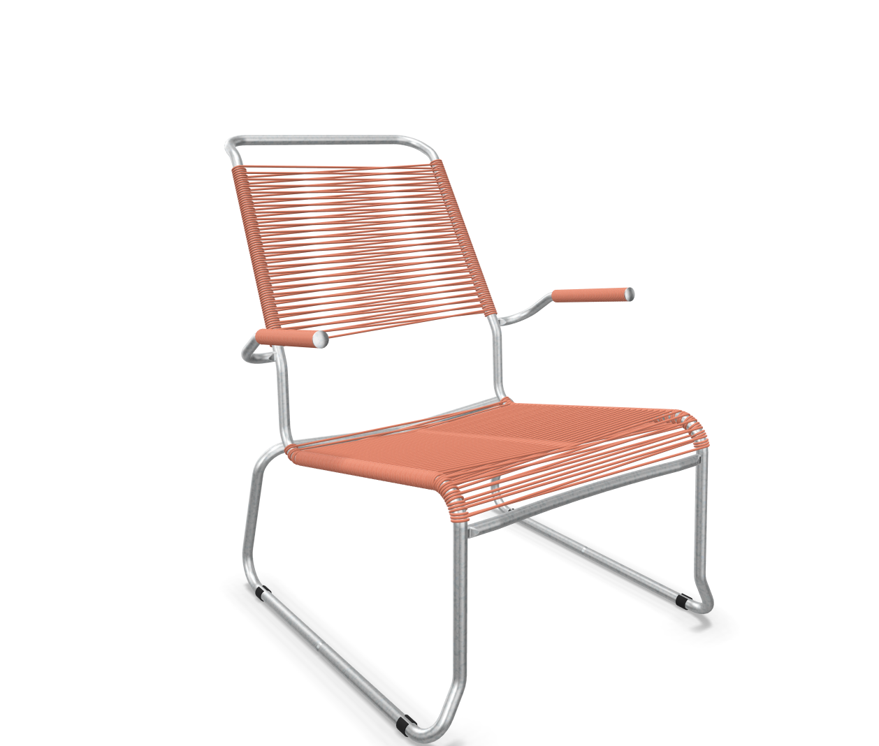 Kufen-Spaghetti-Lounger Säntis mit Lehne / Hochlehner Feuerverzinkt von Schaffner / Farbe: Terracotta / Grösse: 68 x 85 cm