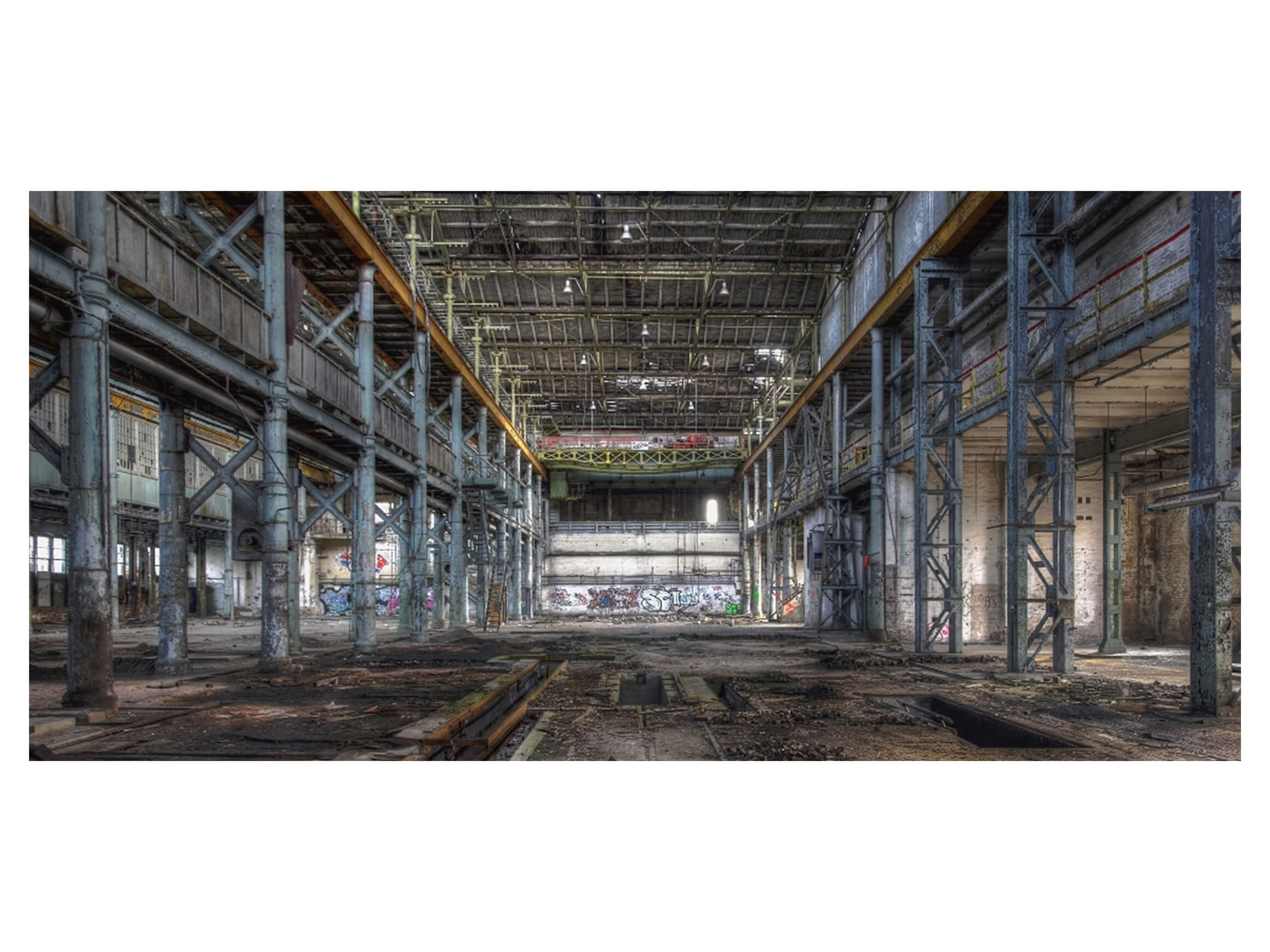 Digitaldruck auf Acrylglas Werkshalle 3 image LAND / Grösse: 140 x 66 cm