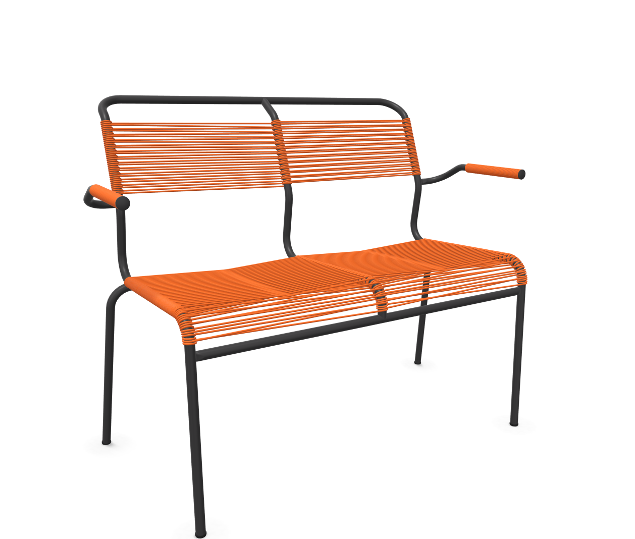 Spaghetti-2er-Bank Säntis mit Lehne von Schaffner / Farbe: Orange / Grösse: 107 x 58 cm
