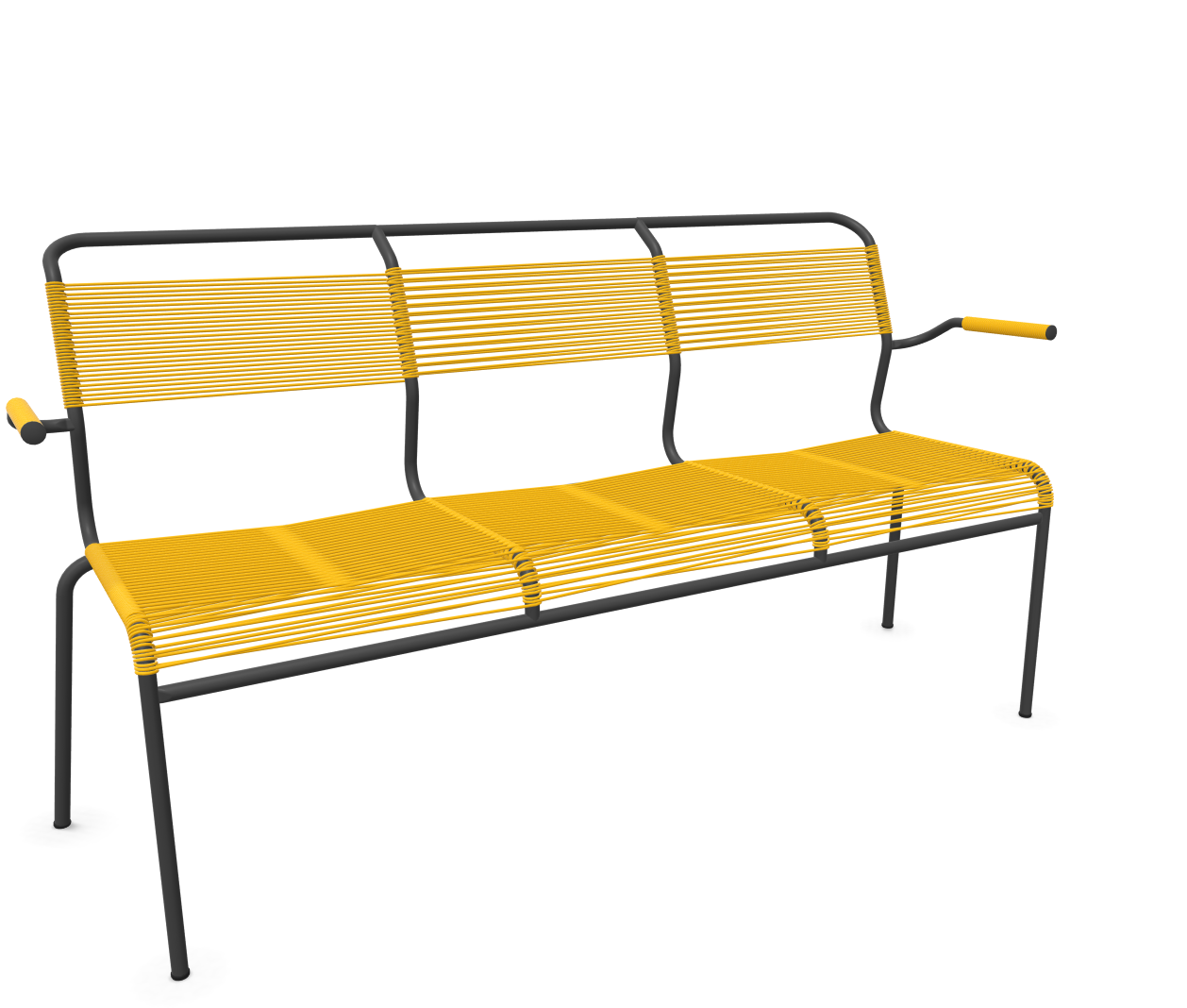 Schaffner Spaghetti-3er-Bank Säntis mit Lehne Gelb | Schubiger Möbel