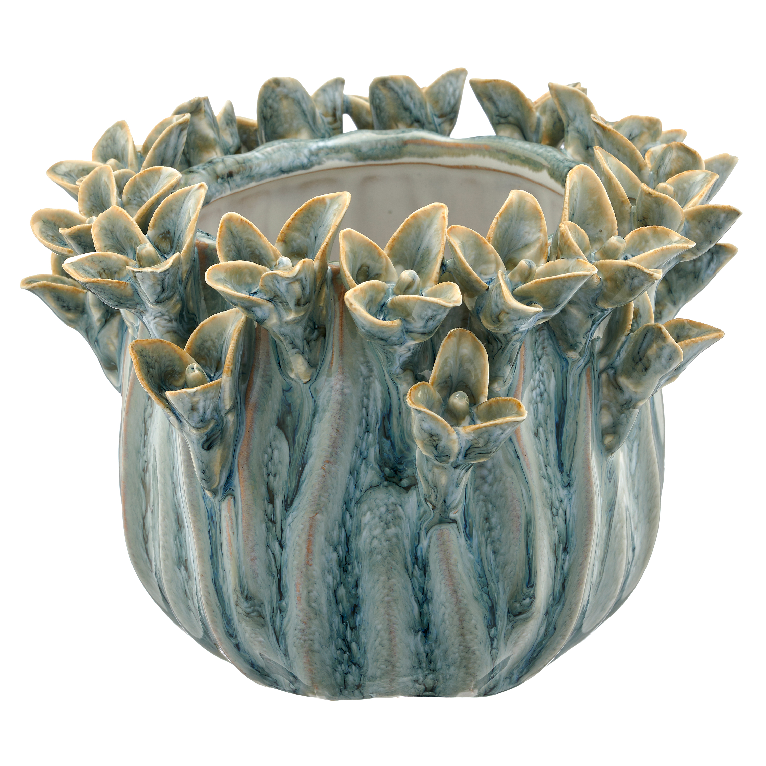 Pflanzengefäss Keramik, Blau Gasper