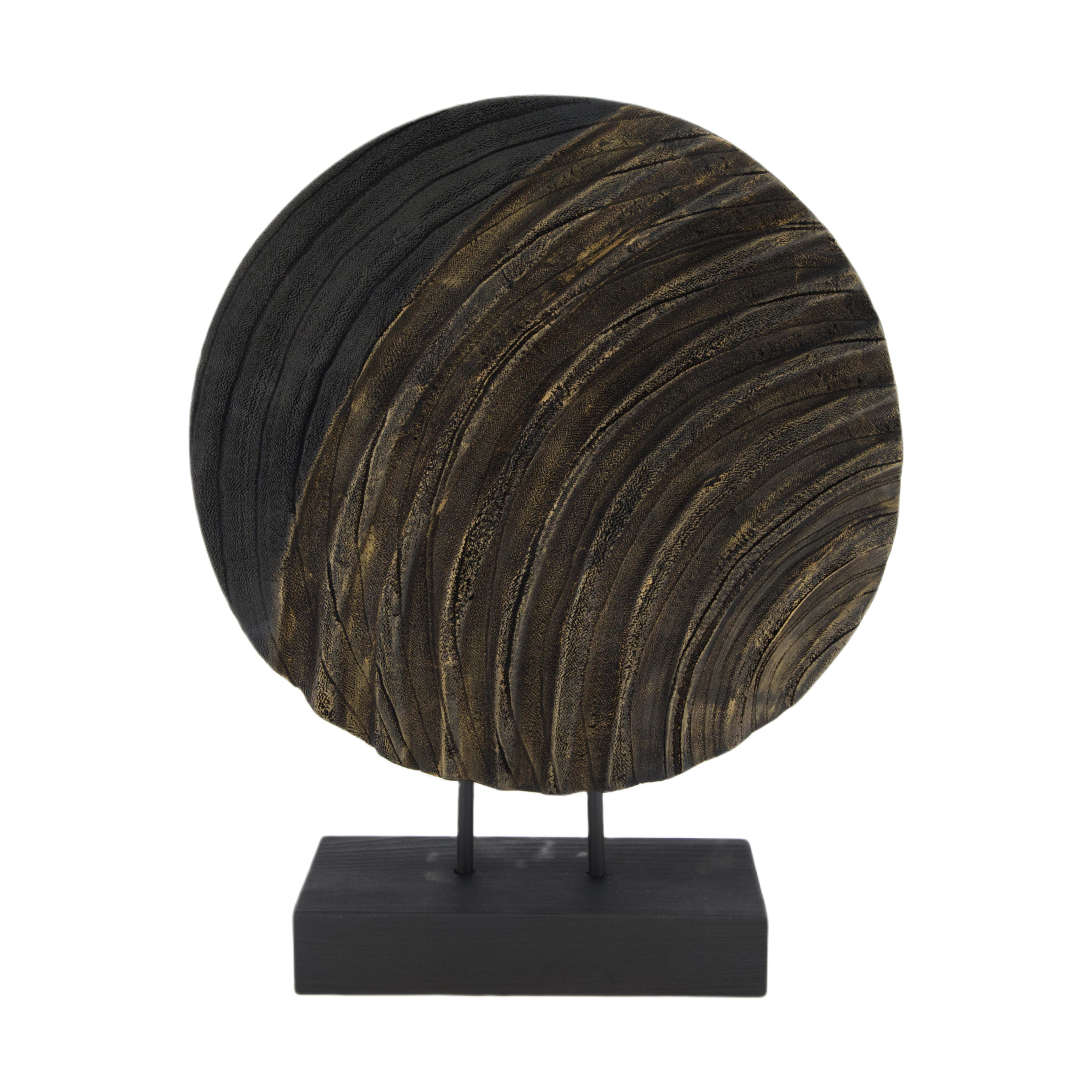 Figur Holz, Schwarz Gold H: 38 cm Decofinder
