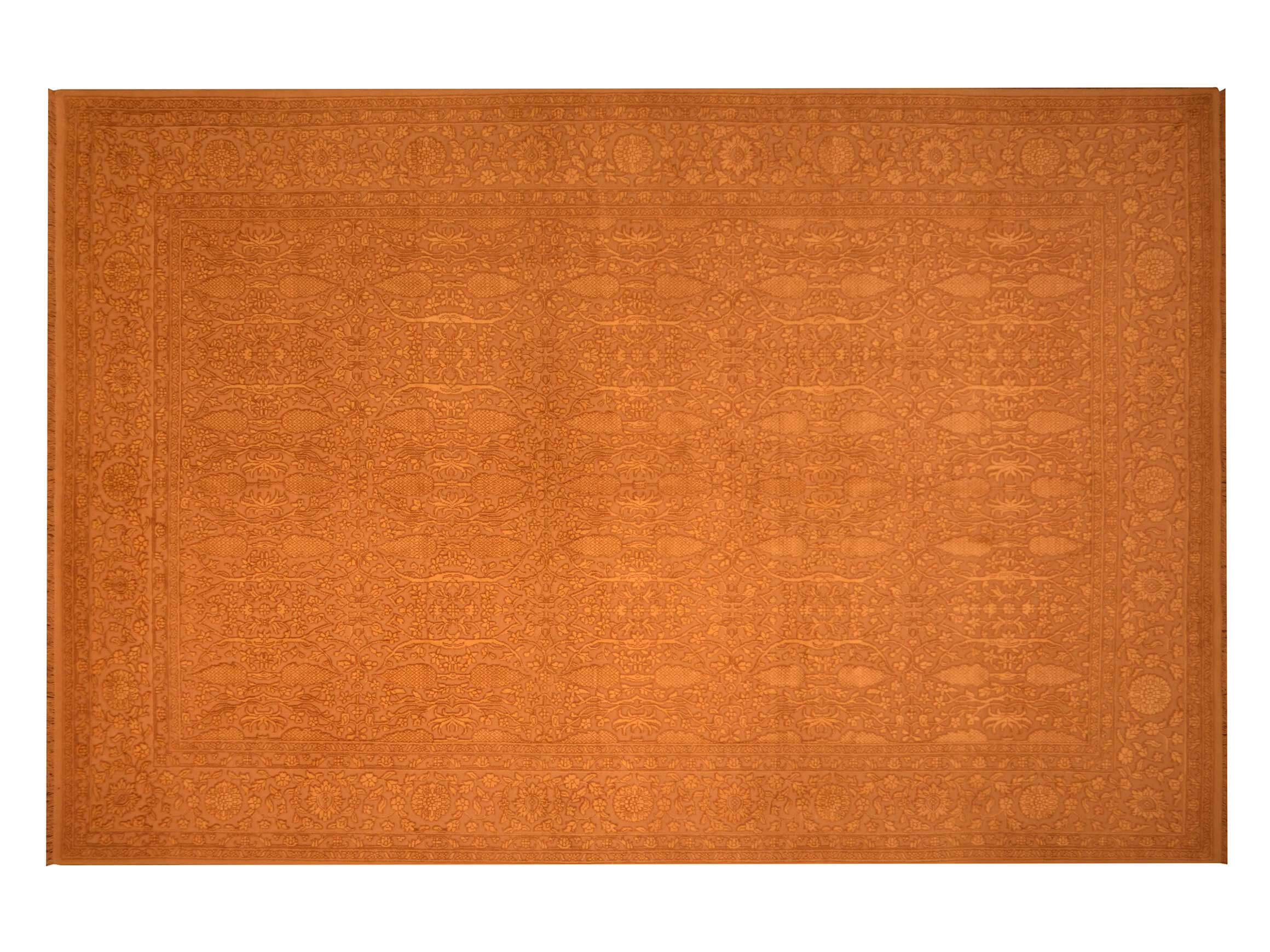 Negra Teppich Indien Natur Seide Orange | Schubiger Möbel