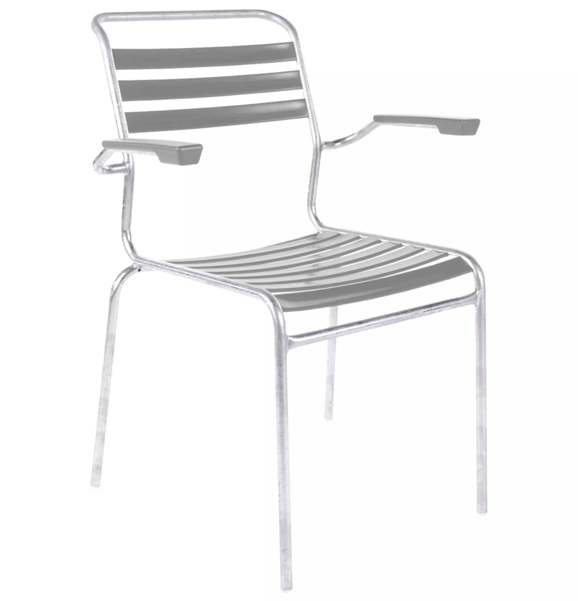 Lättli-Stuhl Säntis mit Armlehnen Schaffner / Farbe: Alusilber