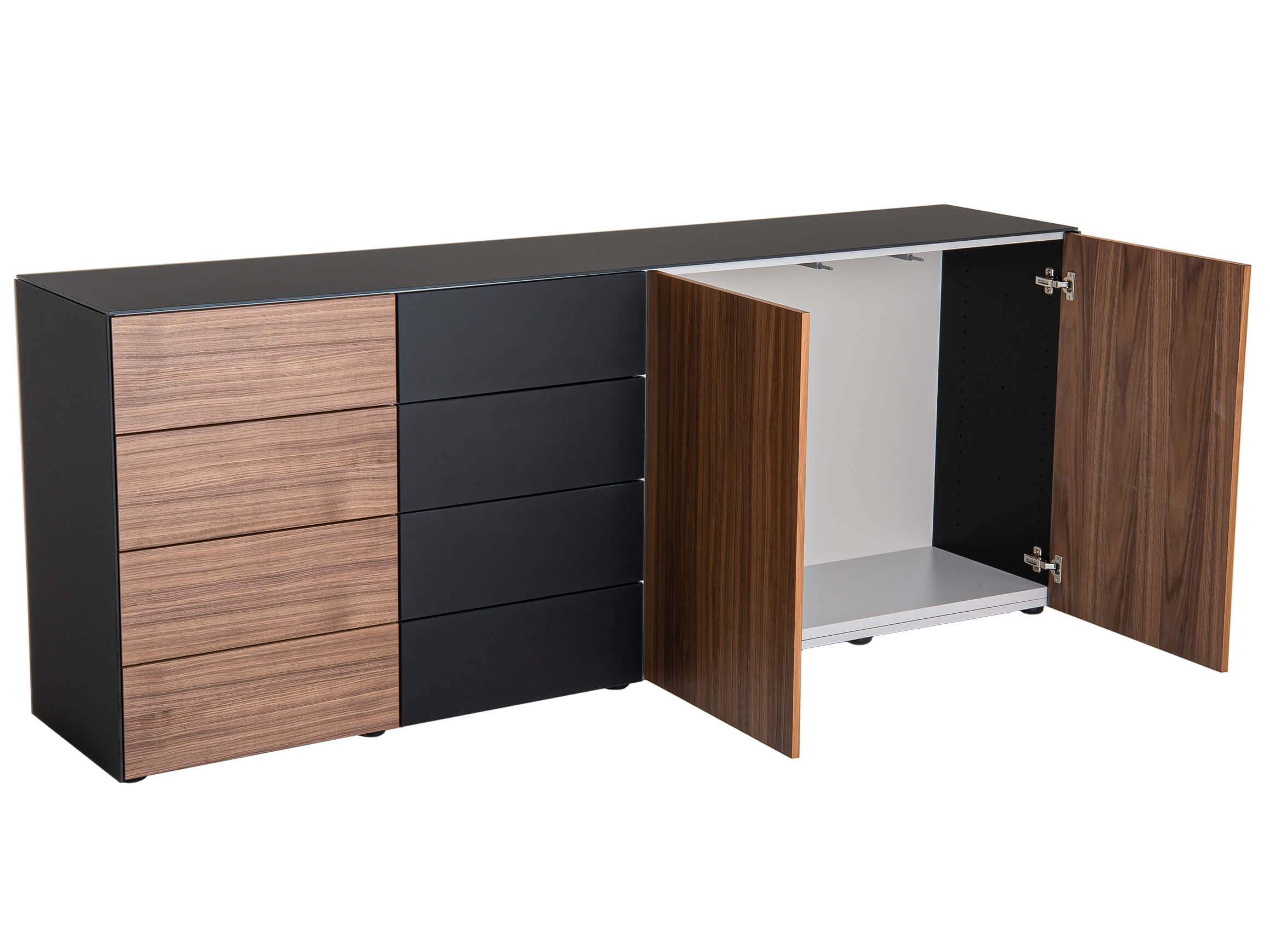Sideboard Garda Living Modular / Farbe: Tiefschwarz Hellgrau Nussbaum