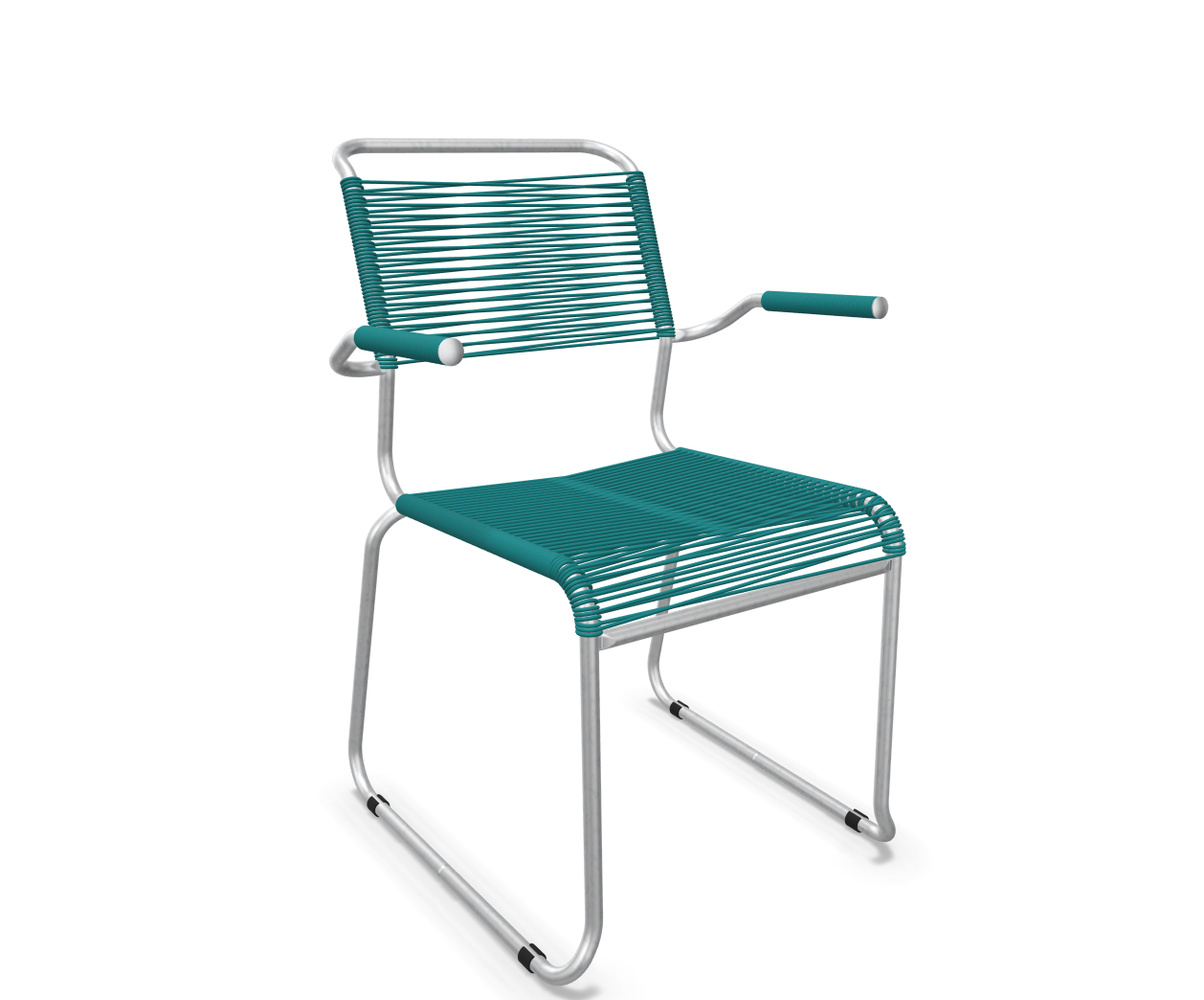 Kufen-Spaghetti-Stuhl Säntis mit Lehne Feuerverzinkt von Schaffner / Farbe: Kaliblau / Grösse: 60 x 61 cm