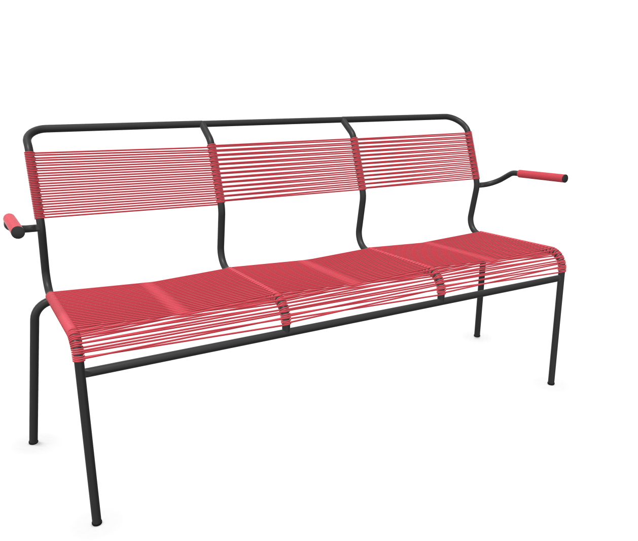Schaffner Spaghetti-3er-Bank Säntis mit Lehne Rot | Schubiger Möbel