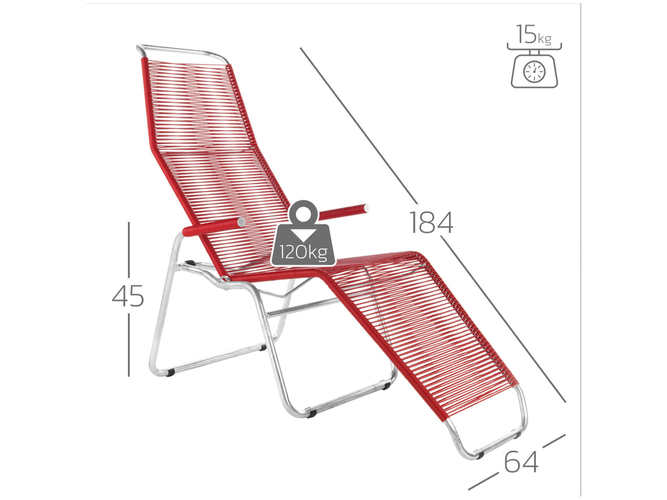 Spaghetti-Liege Brissago von Schaffner / Farbe: Anthrazit / Grösse: 65 x 141 cm