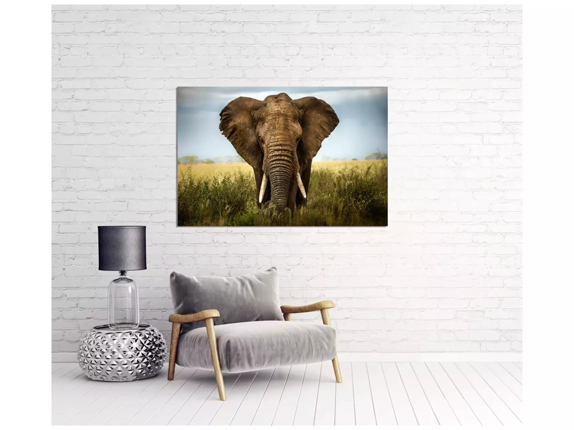 Digitaldruck auf Acrylglas Grosser Elefant image LAND / Grösse: 80 x 60 cm