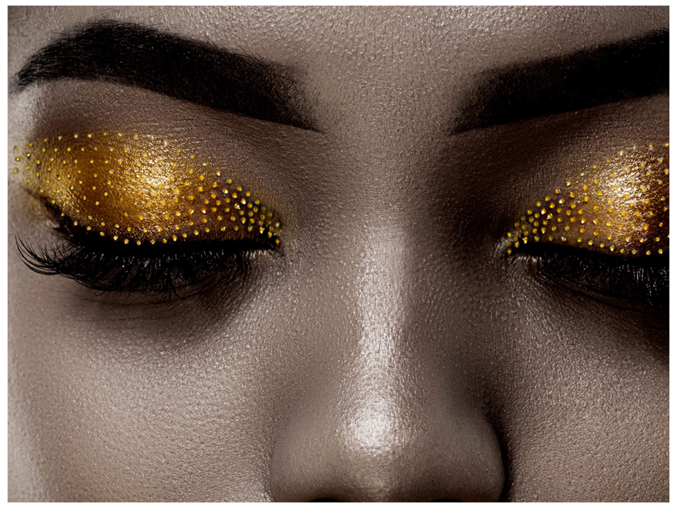 Digitaldruck auf Glas Goldenes Augen und Lippen-Make up image LAND