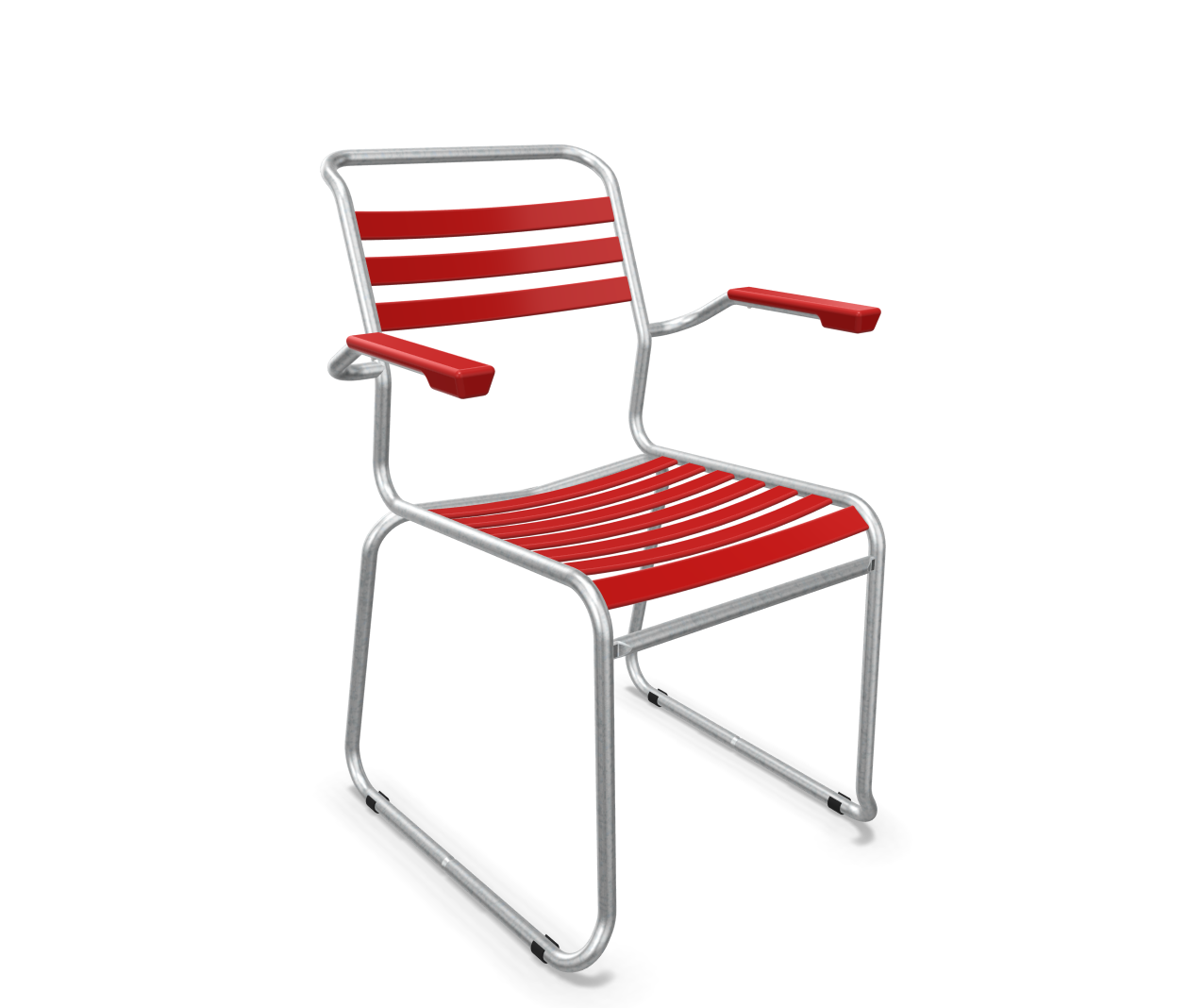 Schaffner Kufen-Lättli-Stuhl Säntis mit Lehne Feuerverzinkt Rot | Schubiger Möbel