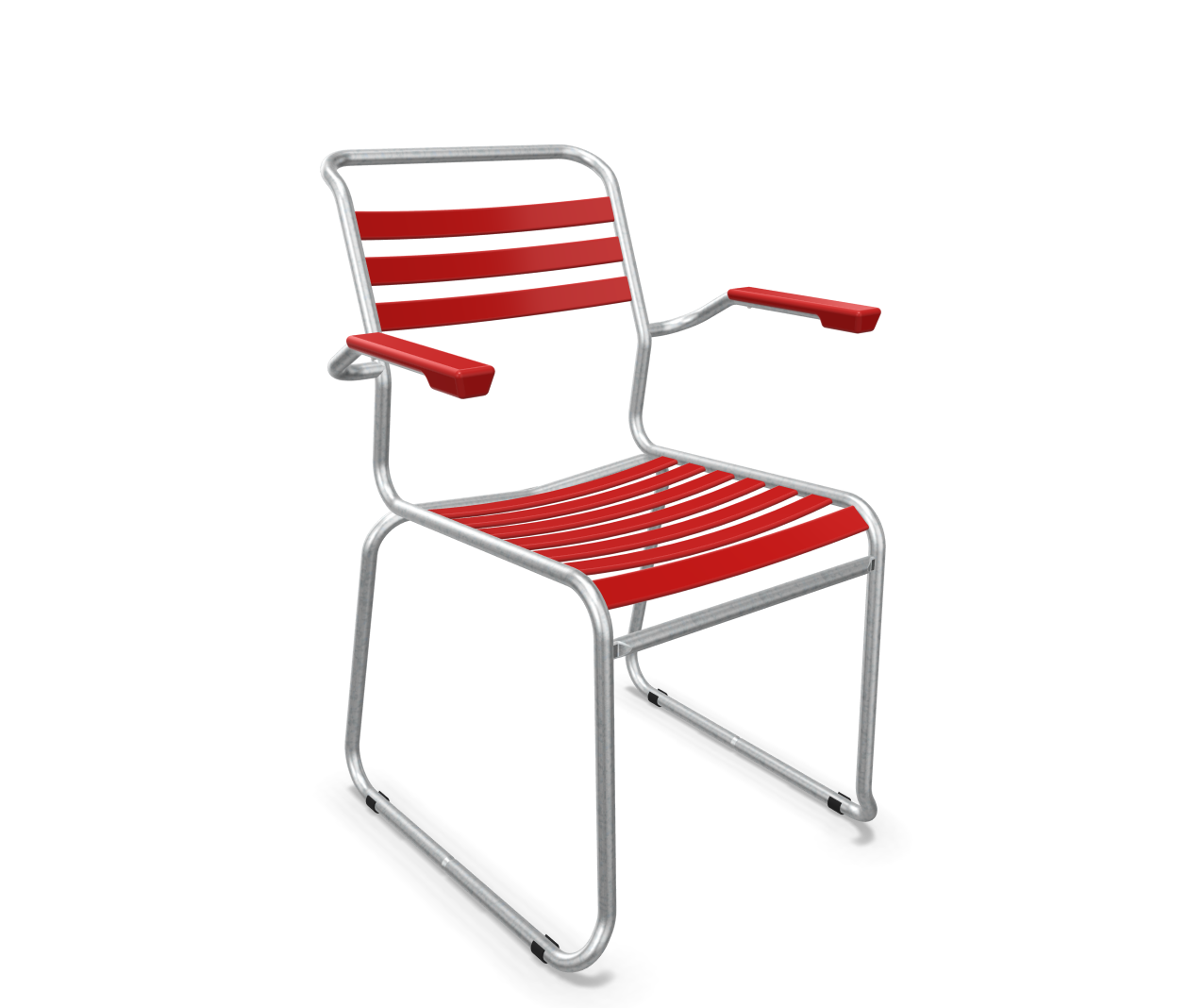 Kufen-Lättli-Stuhl Säntis mit Lehne Feuerverzinkt von Schaffner / Farbe: Rot / Grösse: 61 x 61 cm