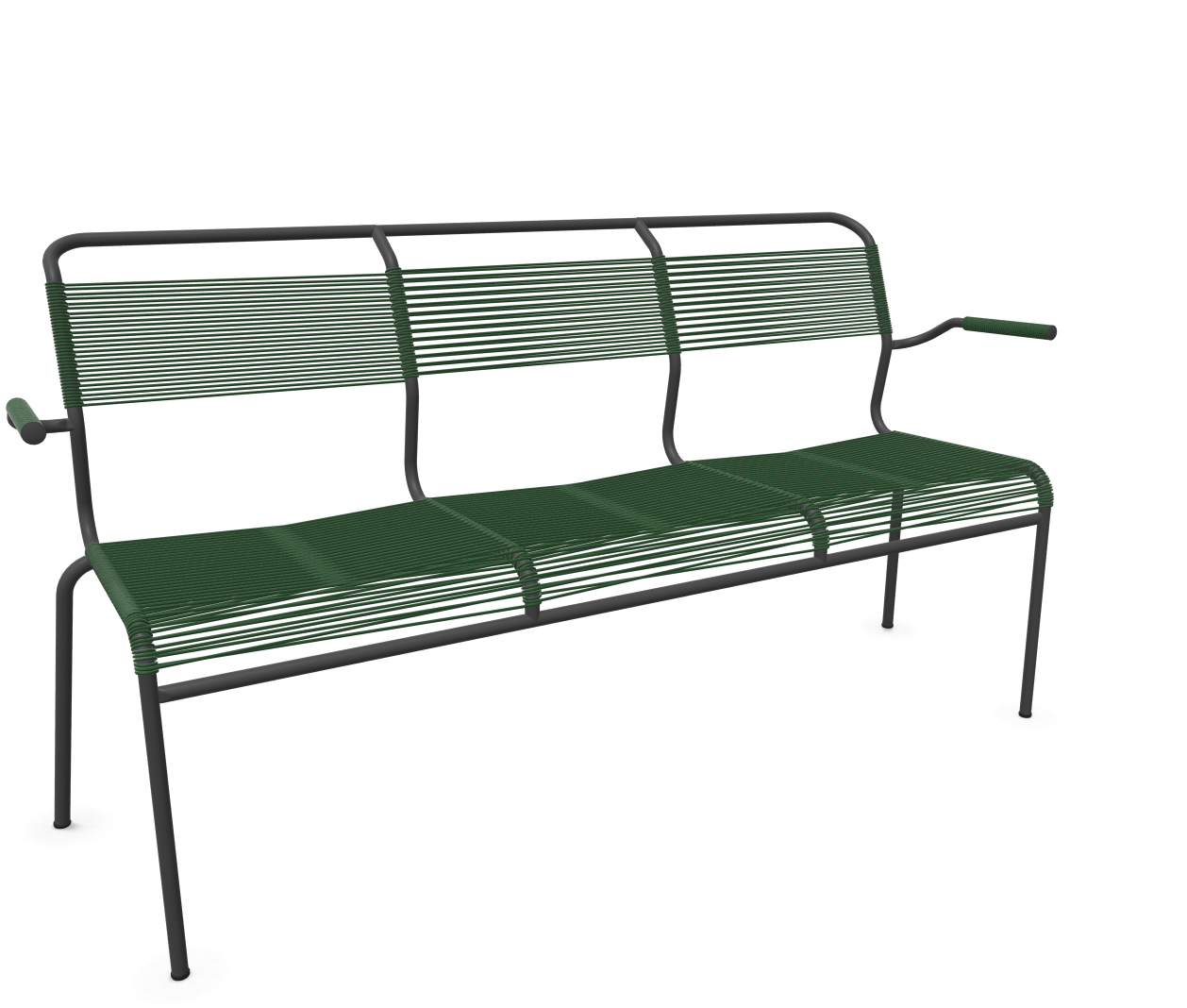 Schaffner Spaghetti-3er-Bank Säntis mit Lehne Grün | Schubiger Möbel